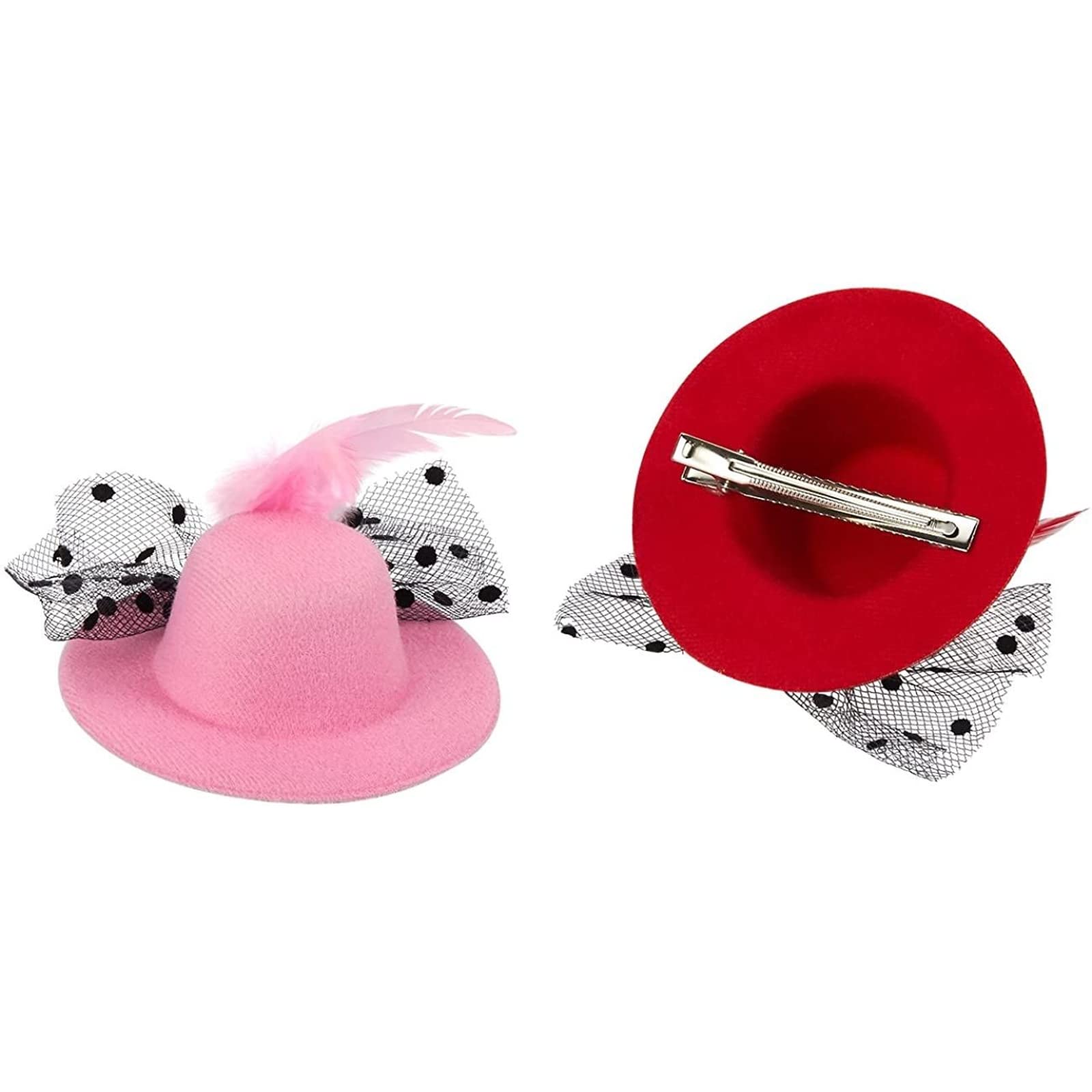 Juvale 6-Piece Mini Tea Party Hats for Women & Girls - Clip-On Hair Fascinators in 6 Colors (4 Inches) - Perfect for Bridal Showers, Birthday Parties, and Afternoon Tea Events