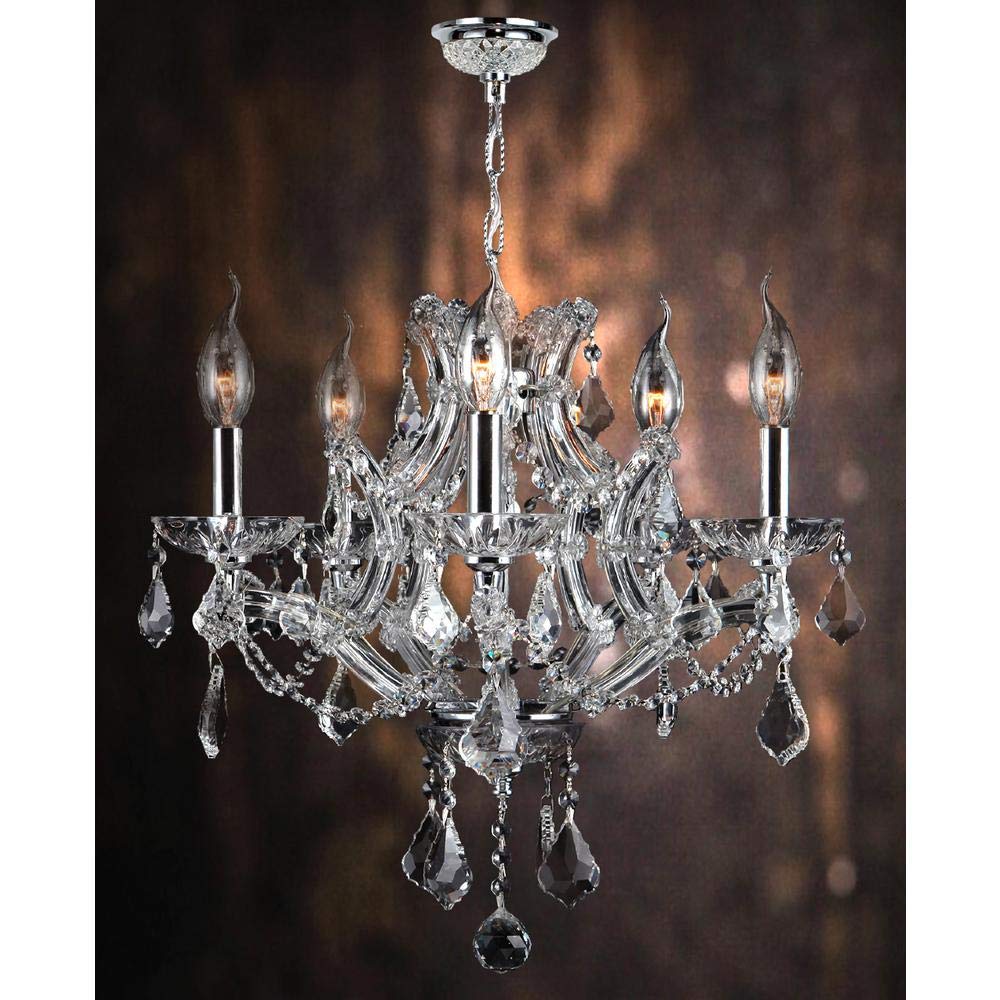 Lyre Collection 5-Light Chrome Finish Crystal Chandelier - 19