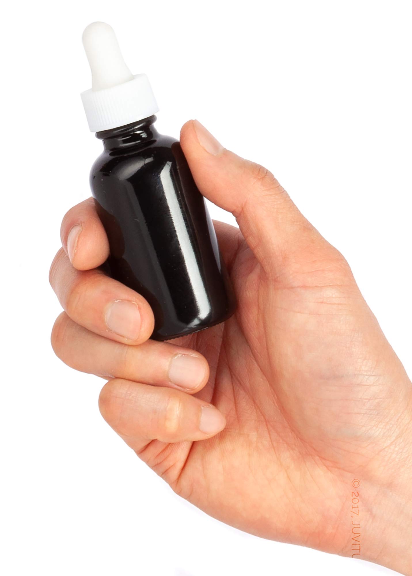 Premium 1 oz Black Glass Boston Round Bottles with White Dropper (6 Pack) - Essential Oil Dropper Bottles, Travel-Size Liquor Bottles, DIY Perfume Containers - Perfect for Aromatherapy, Cocktail Mixing & Handmade Cosmetics