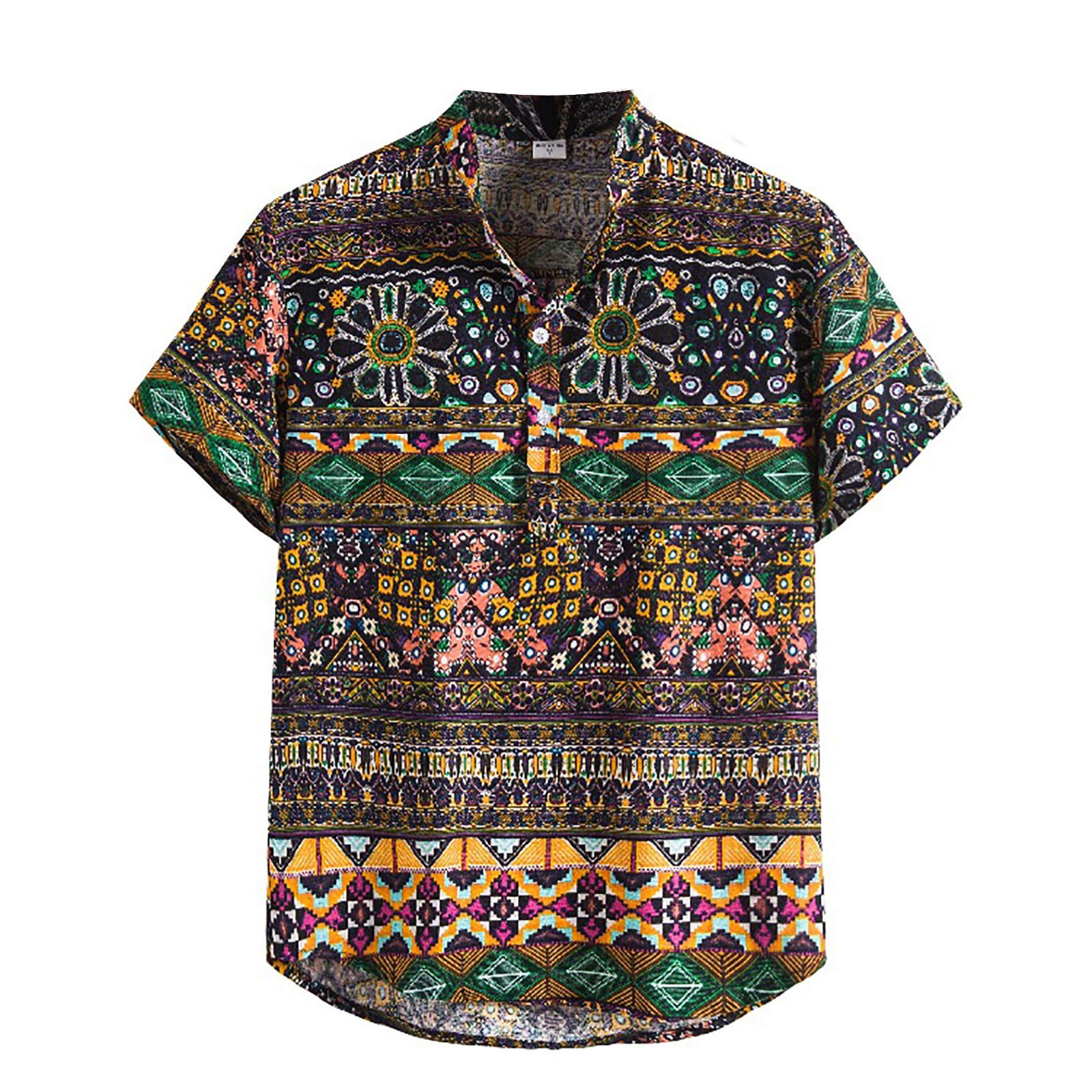 Men's Floral Print Turtleneck Beach Shirt - Hawaiian Style Short & Long Sleeve Cardigan for Summer Vacation, Pool Party & Tropical Getaway