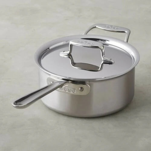 All-Clad D5 Stainless Steel Saucepan with Lid - 3 Quart Professional Cookware for Sauces, Soups & Simmering - Induction Compatible, Oven & Dishwasher Safe for Home & Restaurant Use