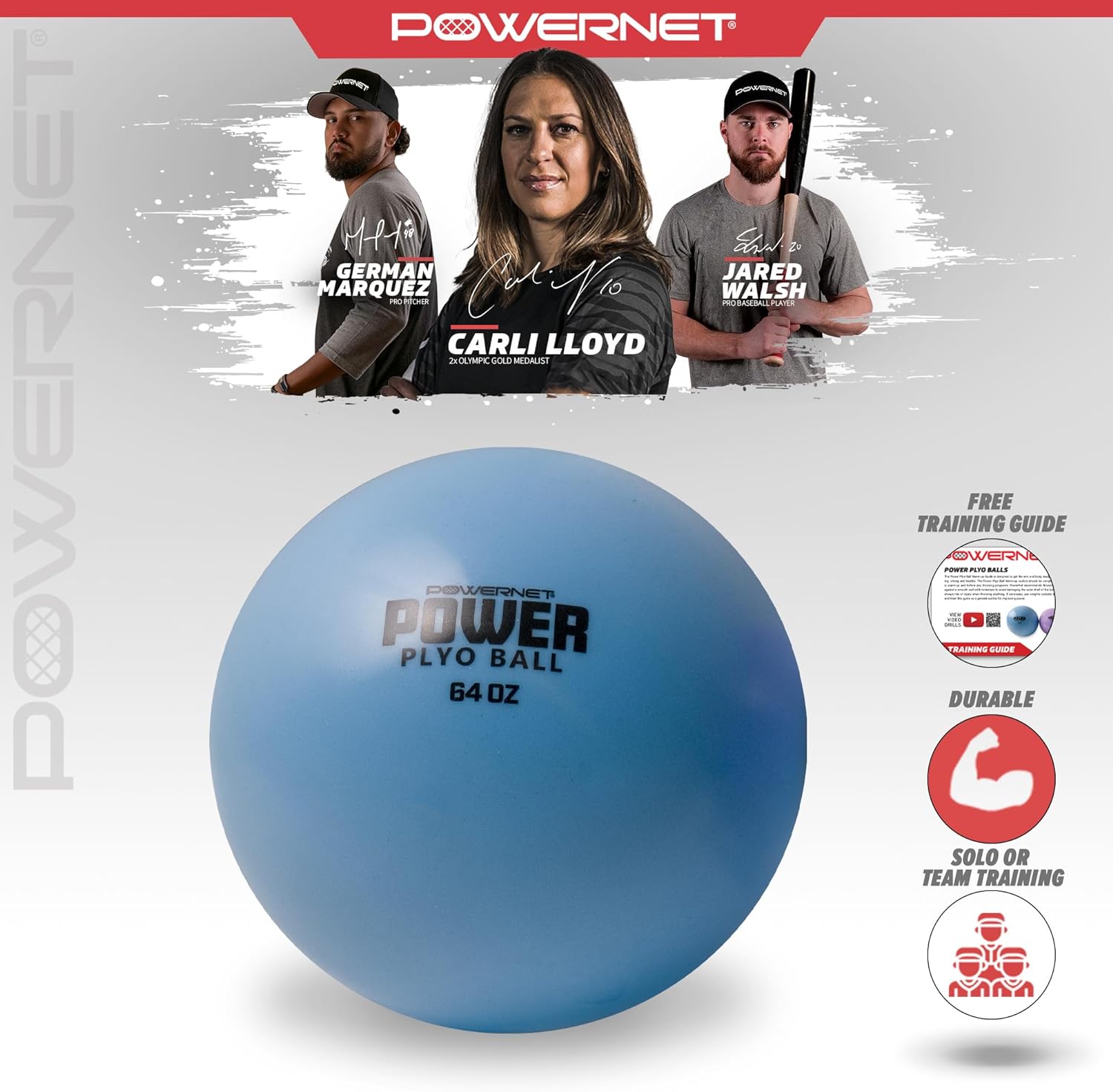 PowerNet Power Plyo Ball (64 oz) - Heavy Duty Medicine Ball for Strength Training, CrossFit, HIIT & Home Workouts - Perfect for Athletes & Fitness Enthusiasts