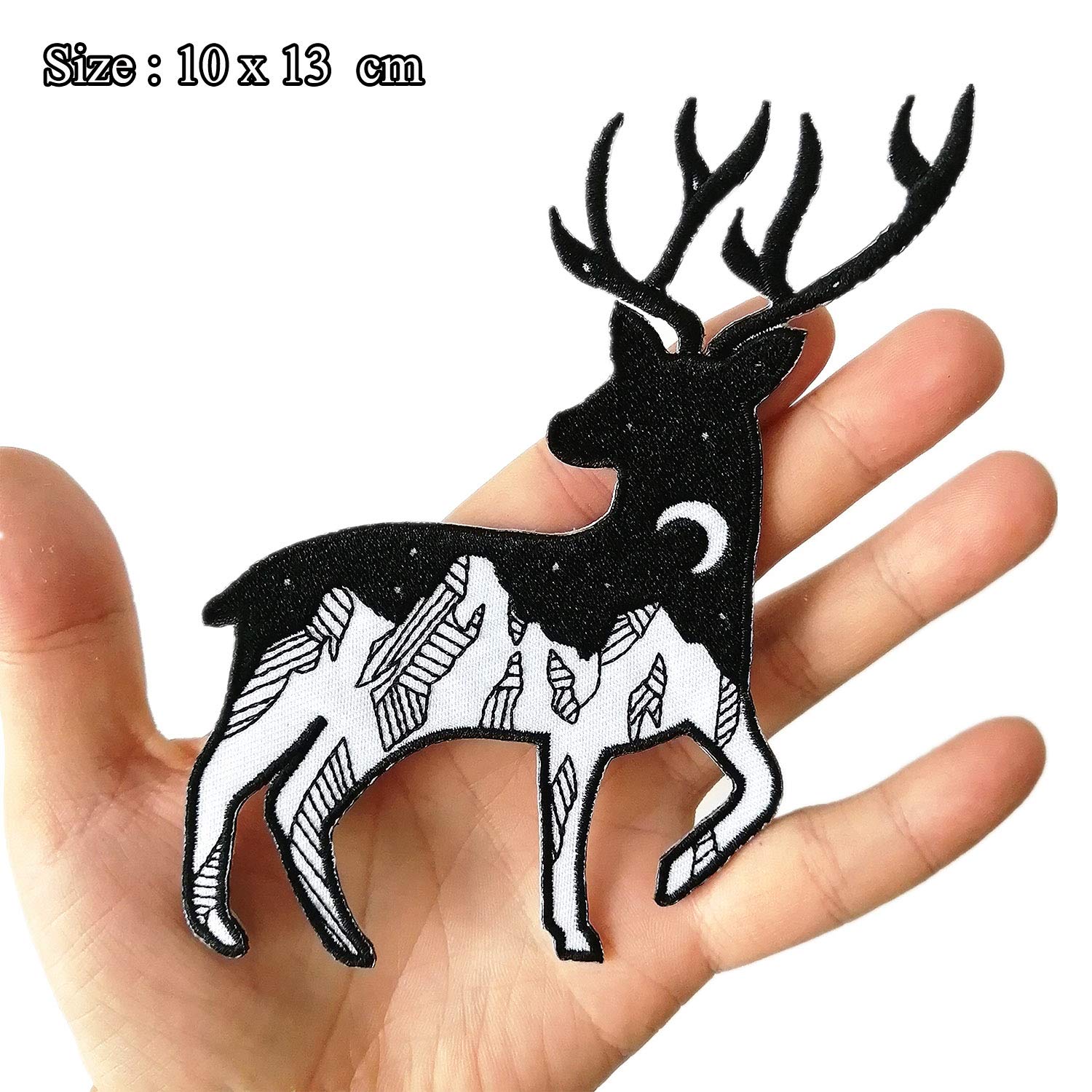 Deer Embroidered Iron On Patches for Jackets, T-Shirts, Backpacks - DIY Clothing Accessories for Customization - Perfect for Outdoor Adventures, Camping, and Festival Outfits