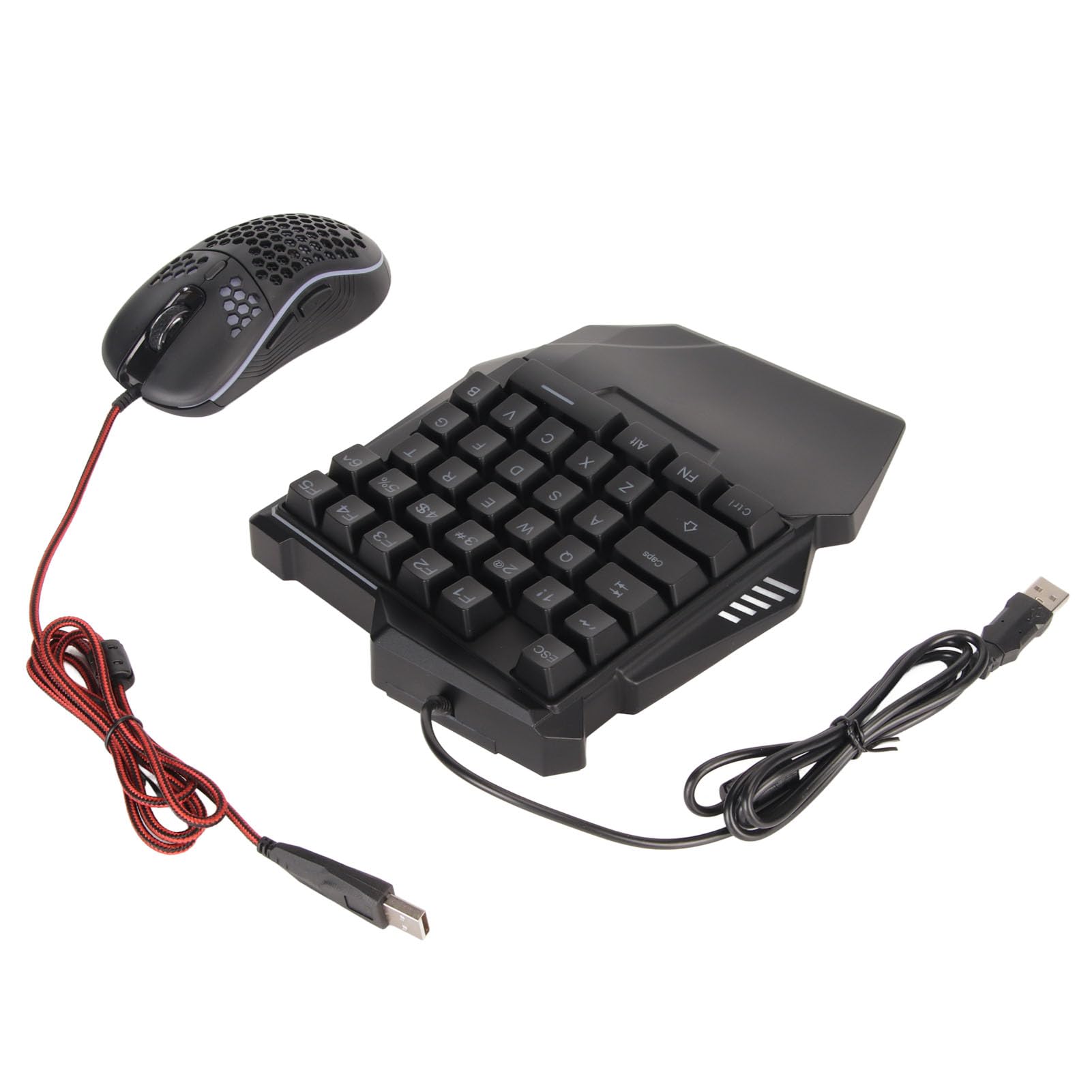 Fockety One-Handed RGB Mechanical Gaming Keyboard & Mouse Combo - Compatible with PS5, Xbox, Switch | USB Wired Half-Hand Keyboard Converter Set for Mobile Gaming | Perfect for Esports & PC Gaming (Black)