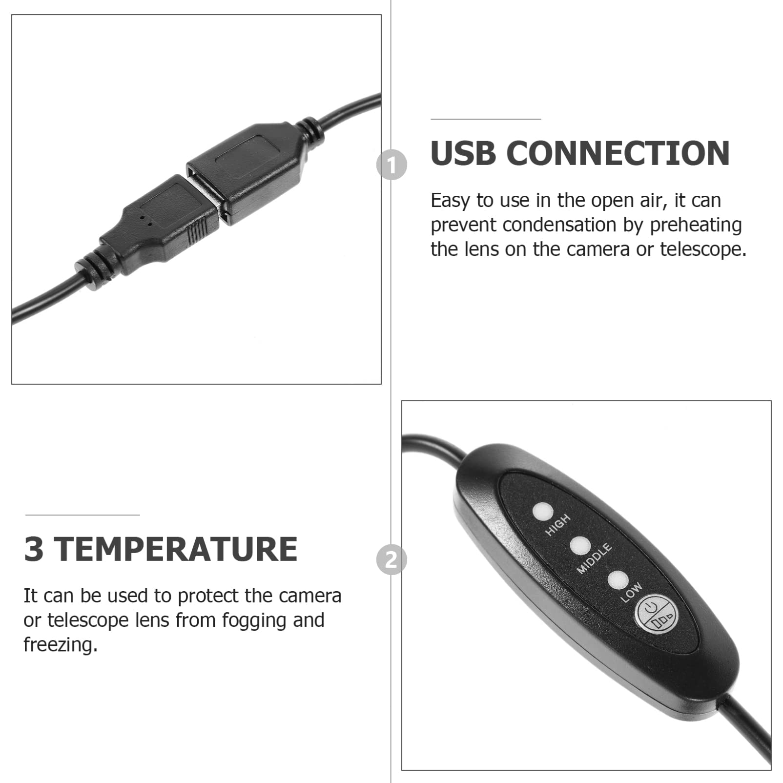 Mobestech USB Heater 2 Pack - Dew Heater Strip for Telescope & Camera Lens - Anti-Fog Warmer with USB Power - Perfect for Astronomy, Photography & Outdoor Use