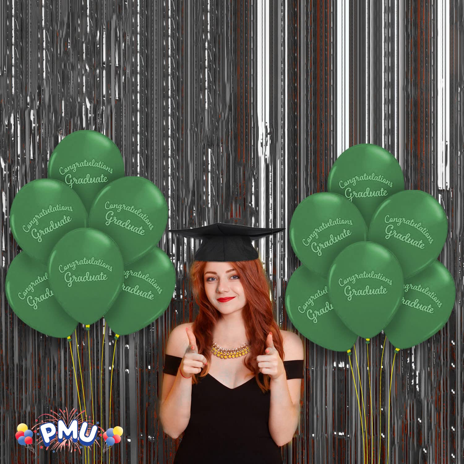 Premium Green Graduation Balloons - Congrats Grad Script Latex Balloons (12/Pack) - Perfect for Graduation Party Decorations, PMU Celebrations & Graduation Ceremony Decor