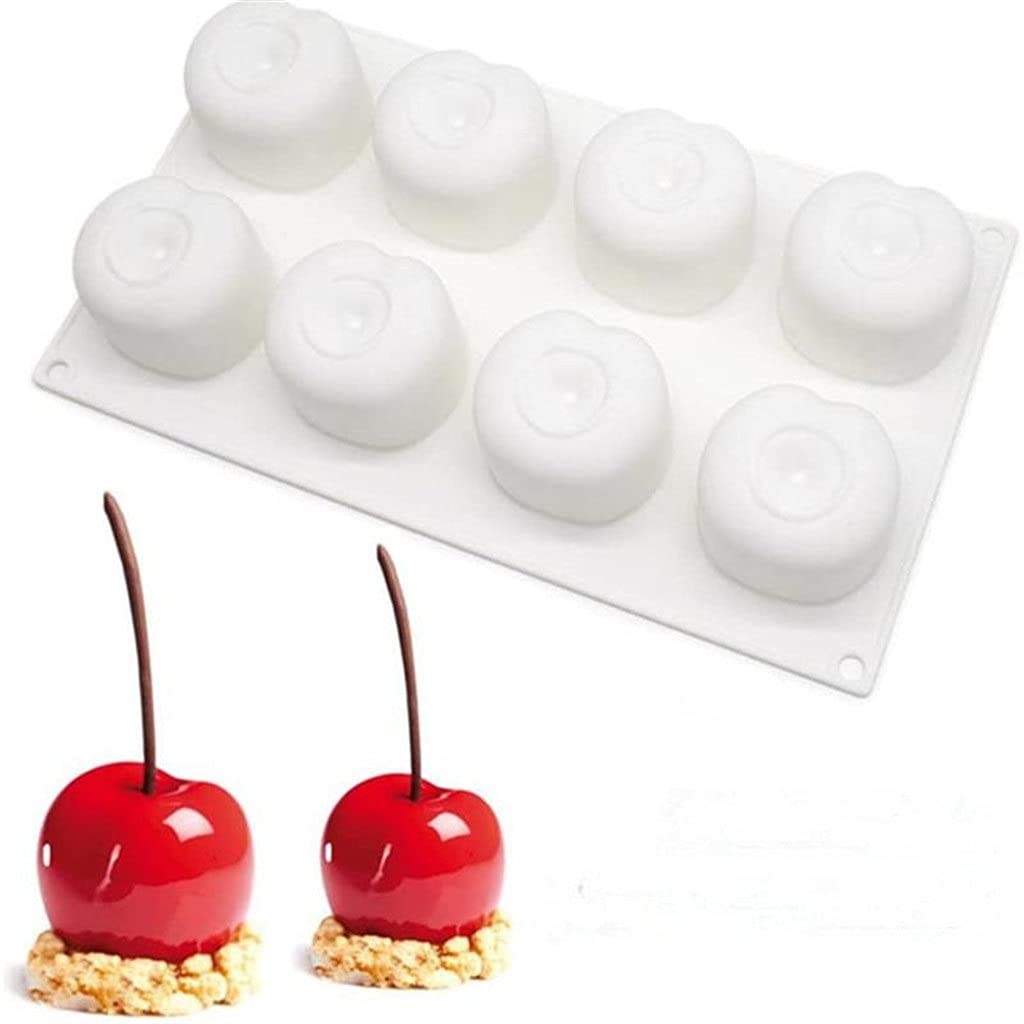 4-Piece Cherry Shaped Silicone Mold Set for Baking - 8-Cavity Dessert Molds for Mousse Cake, Chocolate, Pudding & Candy Making - Perfect DIY Kitchen Accessories for Home Bakers & Party Treats