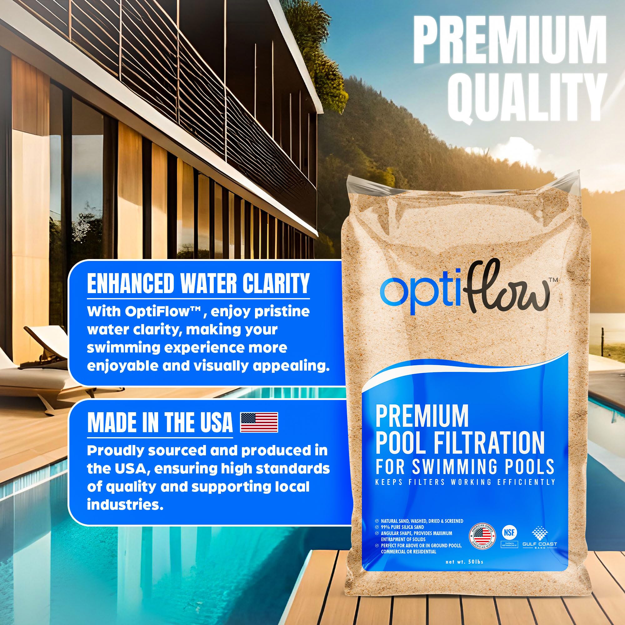 50lb Premium Pool Filter Sand - High Purity Silica for In-Ground & Above Ground Pools | Residential & Commercial Use | 3 Pack | Perfect for Crystal Clear Water & Low Maintenance Pool Care