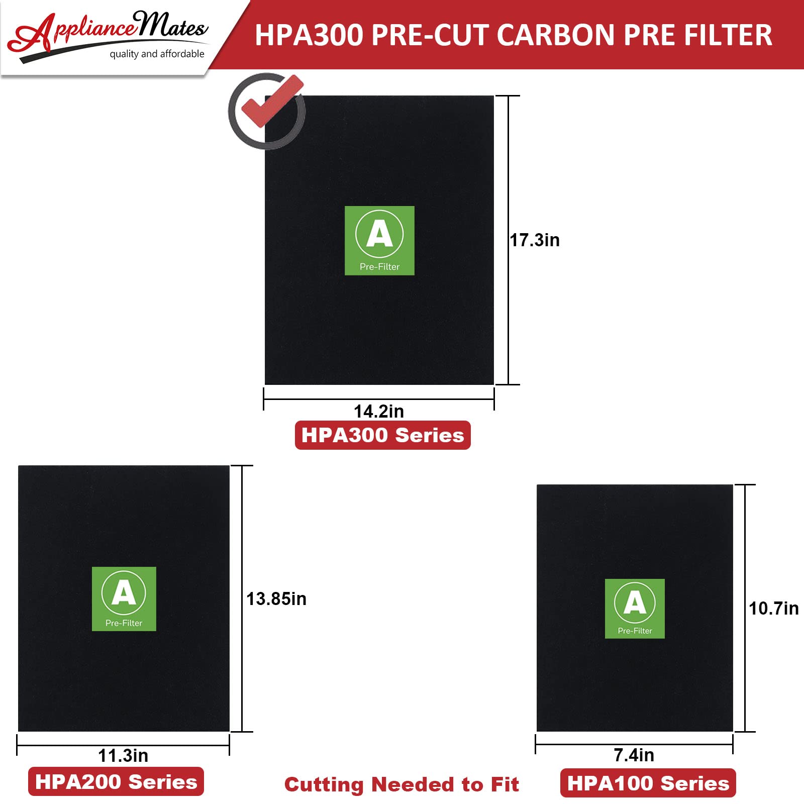 HPA300 HEPA Filter Replacement for Honeywell Air Purifier - 3 HEPA R Filters & 6 Pre-cut Activated Carbon Pre-filters by APPLIANCEMATES | Perfect for Allergies, Pet Dander & Smoke Removal in Home & Office