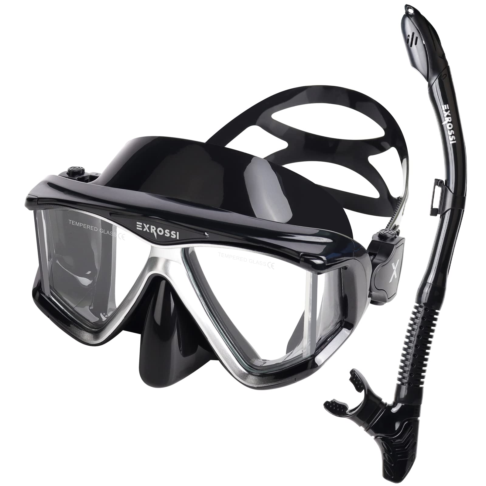 Premium Panoramic 4-Lens Scuba Diving Mask with Tempered Glass & Anti-Fog Coating | Snorkeling Dive Mask with Nose Cover for Adults & Youth | Perfect for Ocean Exploration, Pool Swimming, and Underwater Photography