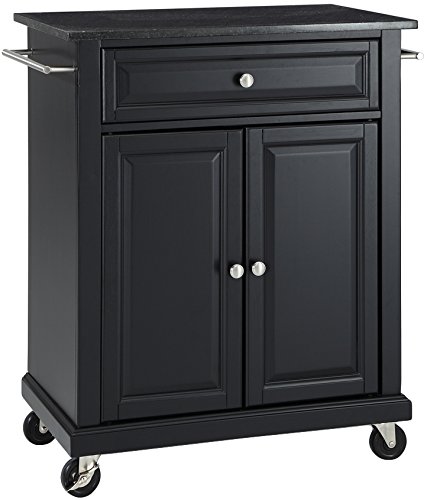 Crosley Furniture Cuisine Kitchen Island with Solid Black Granite Top - Black Kitchen Cart with Storage for Small Spaces - Perfect for Apartments, Cooking & Entertaining