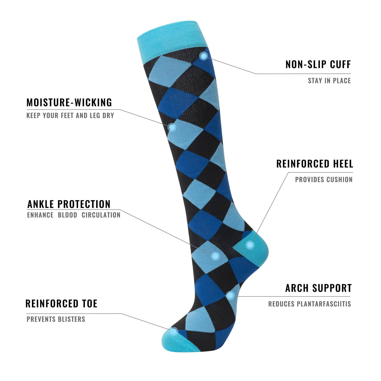 Compression Socks for Men & Women - Running & Travel Support