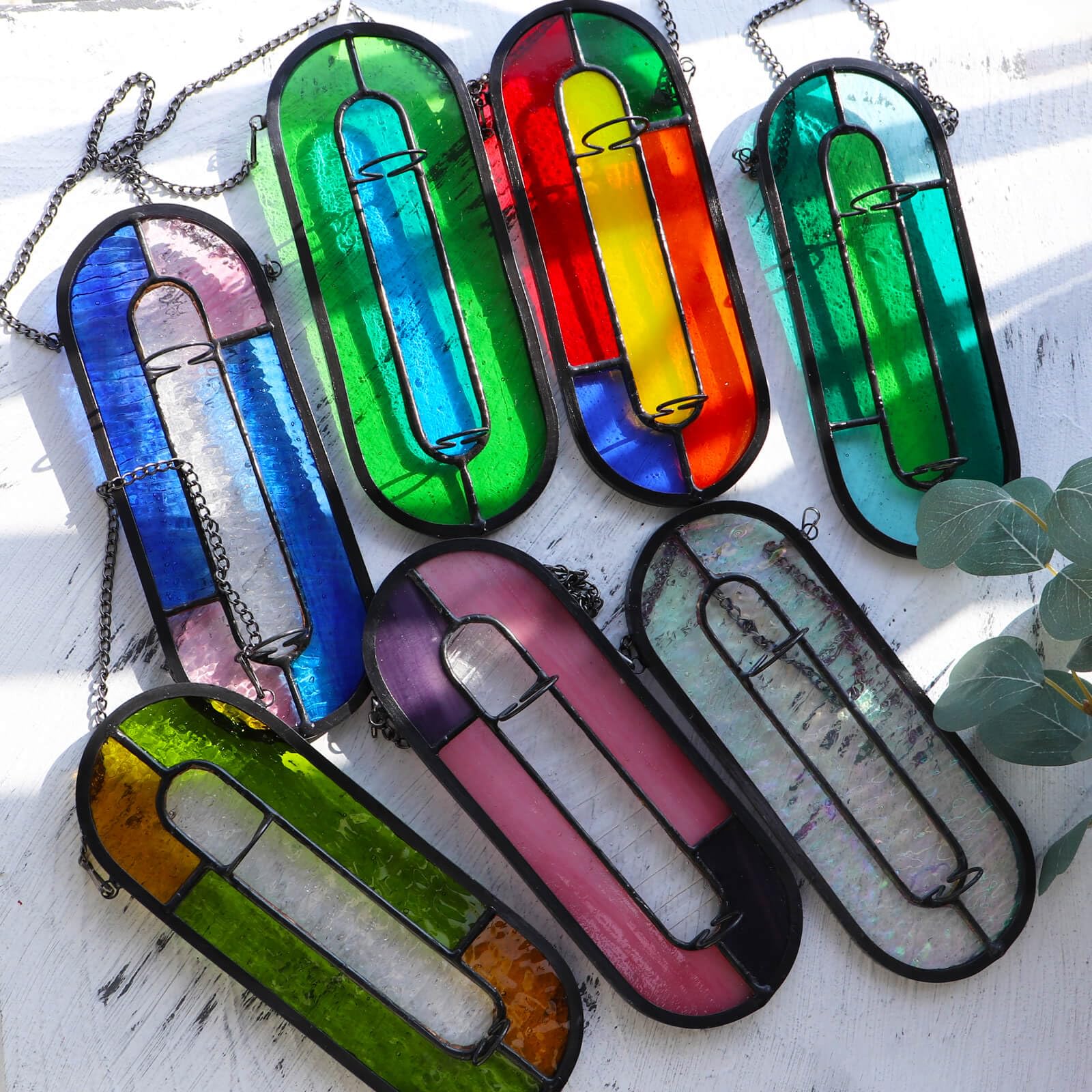 LITMIND Stained Glass Plant Propagation Station - Hanging Hydroponic Planter Terrarium with 2 Glass Tubes for Indoor Plants | Home & Garden Décor | Perfect for Windows, Balconies, and Office Spaces
