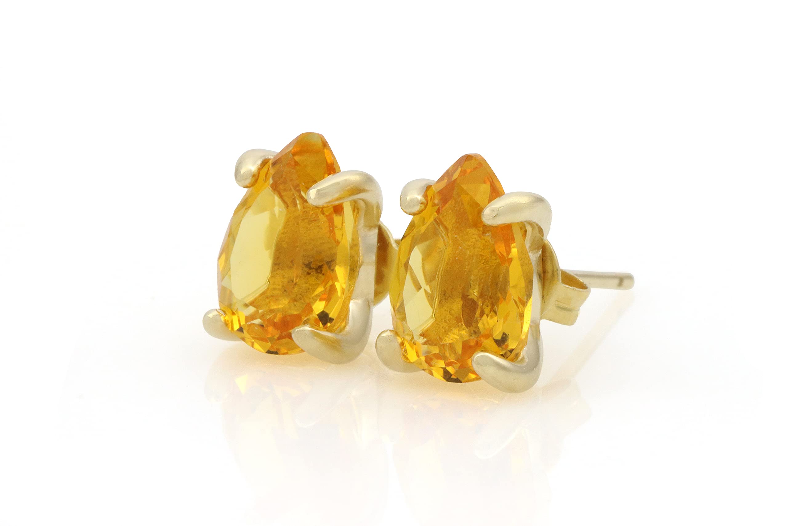 Elegant Pear-Shaped Yellow Citrine Stud Earrings for Women - Handmade Gemstone Jewelry - Perfect Wedding, Bridal, Birthday & Anniversary Gift - Comes with Gift Box | Ideal for Parties, Date Nights & Special Occasions