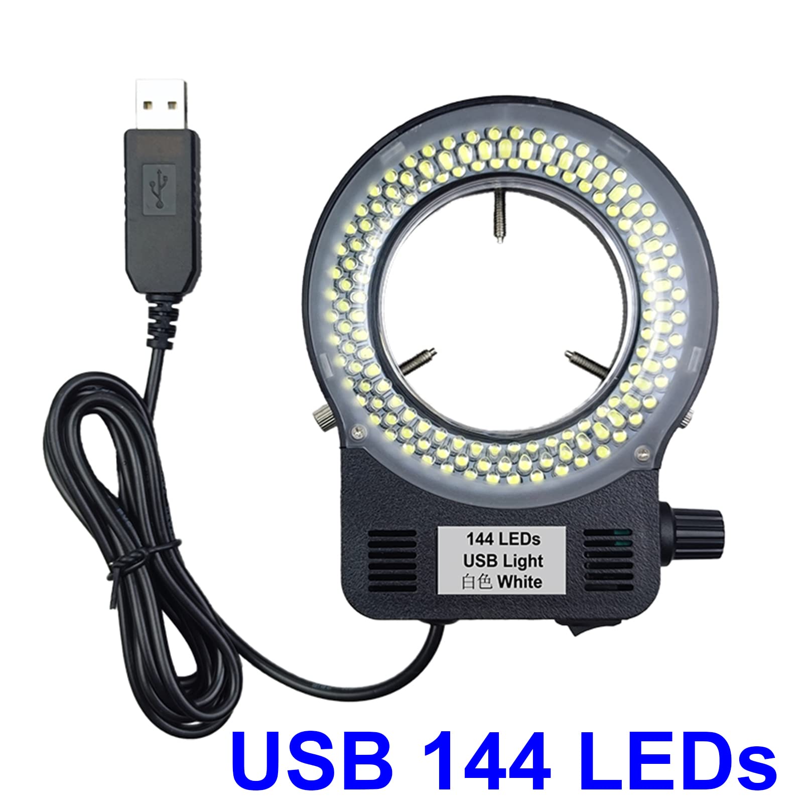 144 LED USB Ring Light for Microscopes & Cameras - Adjustable White Illumination for Stereo, Monocular, Binocular Lenses - Perfect for Lab Research, Jewelry Inspection & Macro Photography (USB Powered)