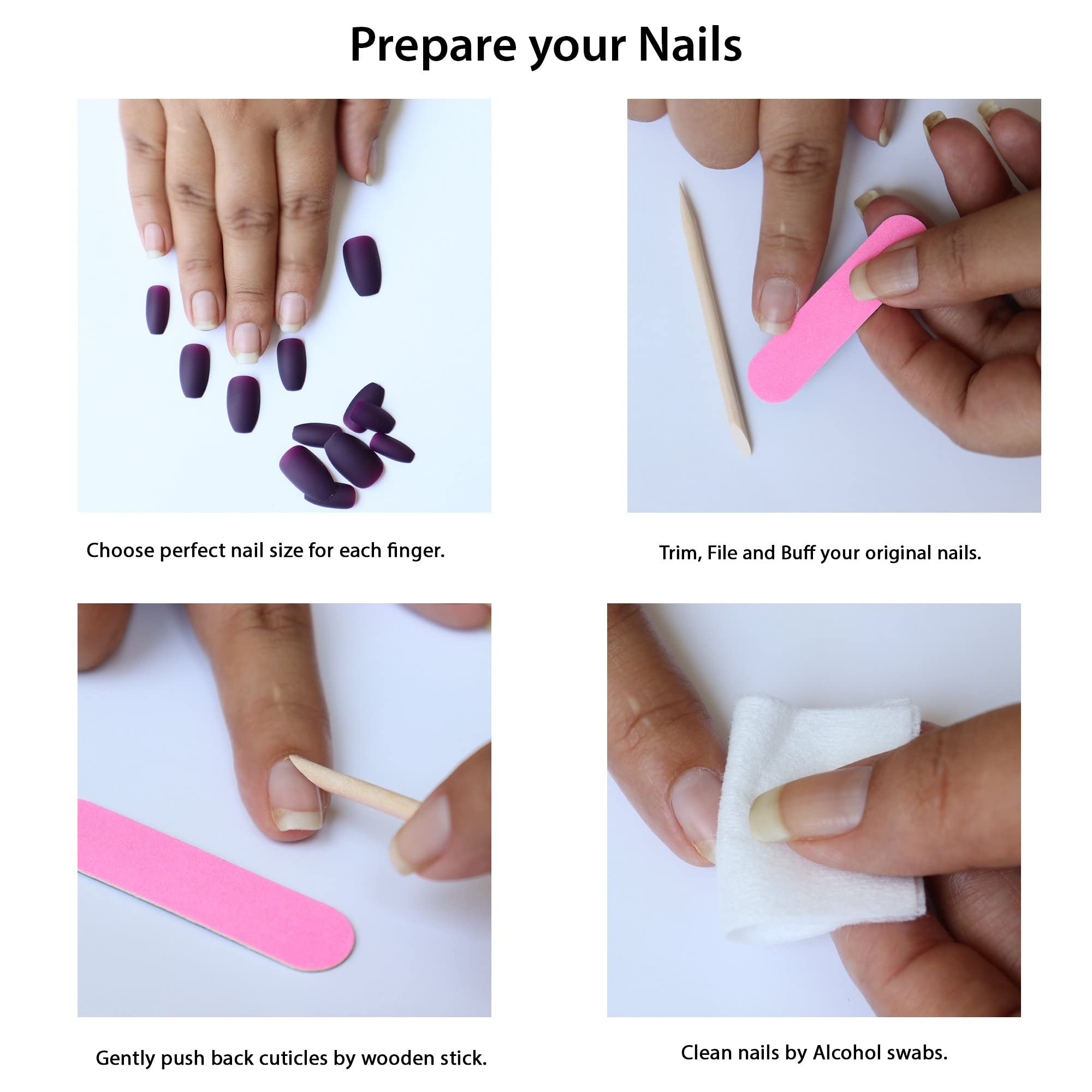 Beromt 12-Piece Matte Acrylic False Nails Set with Nail Glue & Nail Art Kit - Full Cover Fake Nails for Women, Natural Look, Easy Application | Perfect for Parties, Weddings, and Daily Wear