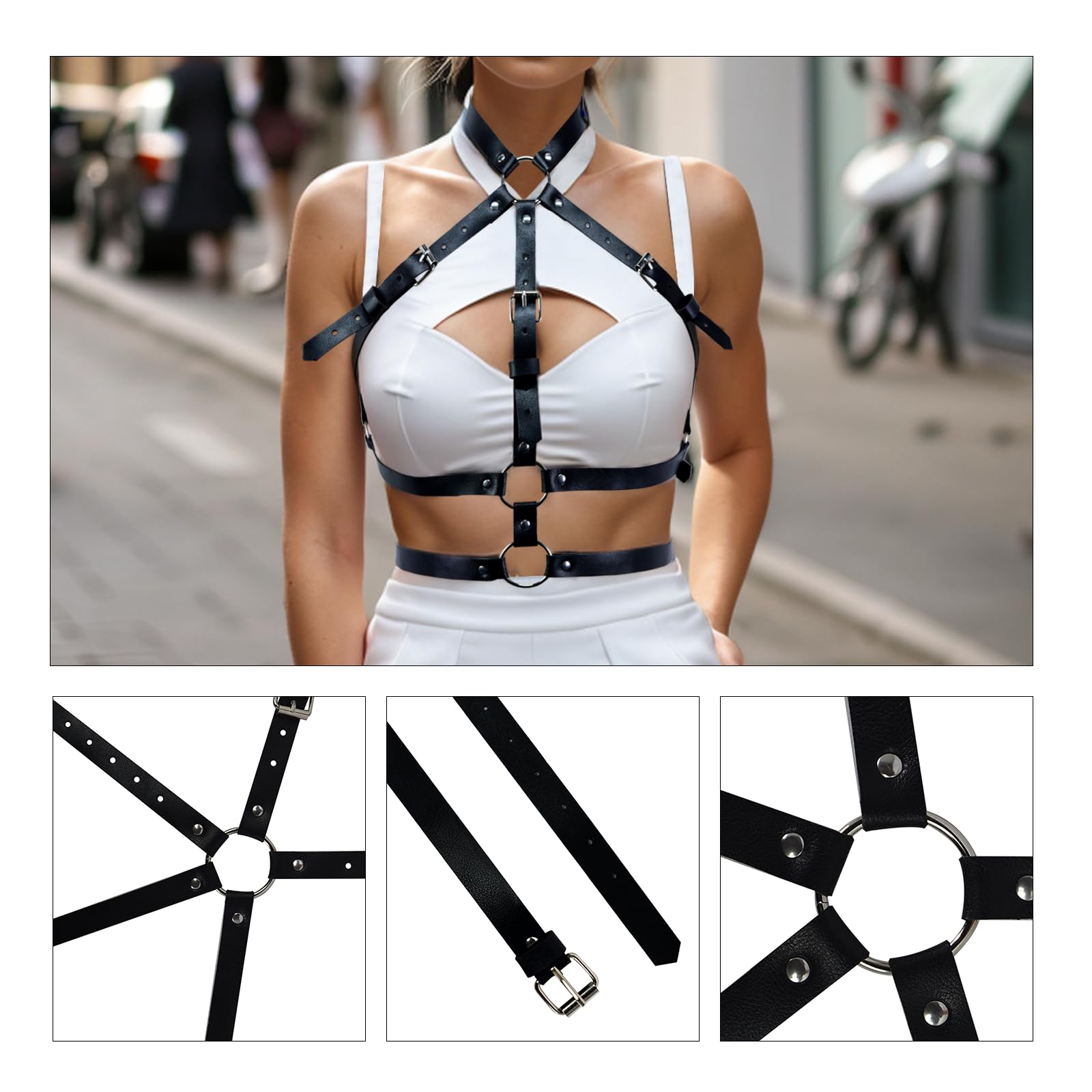 Stylish Punk Leather Body Chain - Adjustable Waist & Belly Chain for Women & Girls - Perfect for Rave, Nightclub & Party Accessories - Gothic Fashion Jewelry for Concerts & Festivals