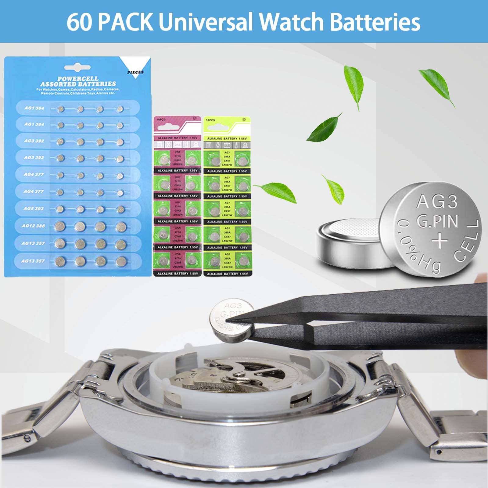 GLDCAPA Professional Watch Battery Replacement Tool Kit - Watch Back Remover, Case Opener & Pry Tool with Spring Bars, Tweezers & 60pcs Watch Batteries - Perfect for Watch Repair, Maintenance & DIY at Home or Jewelry Shop