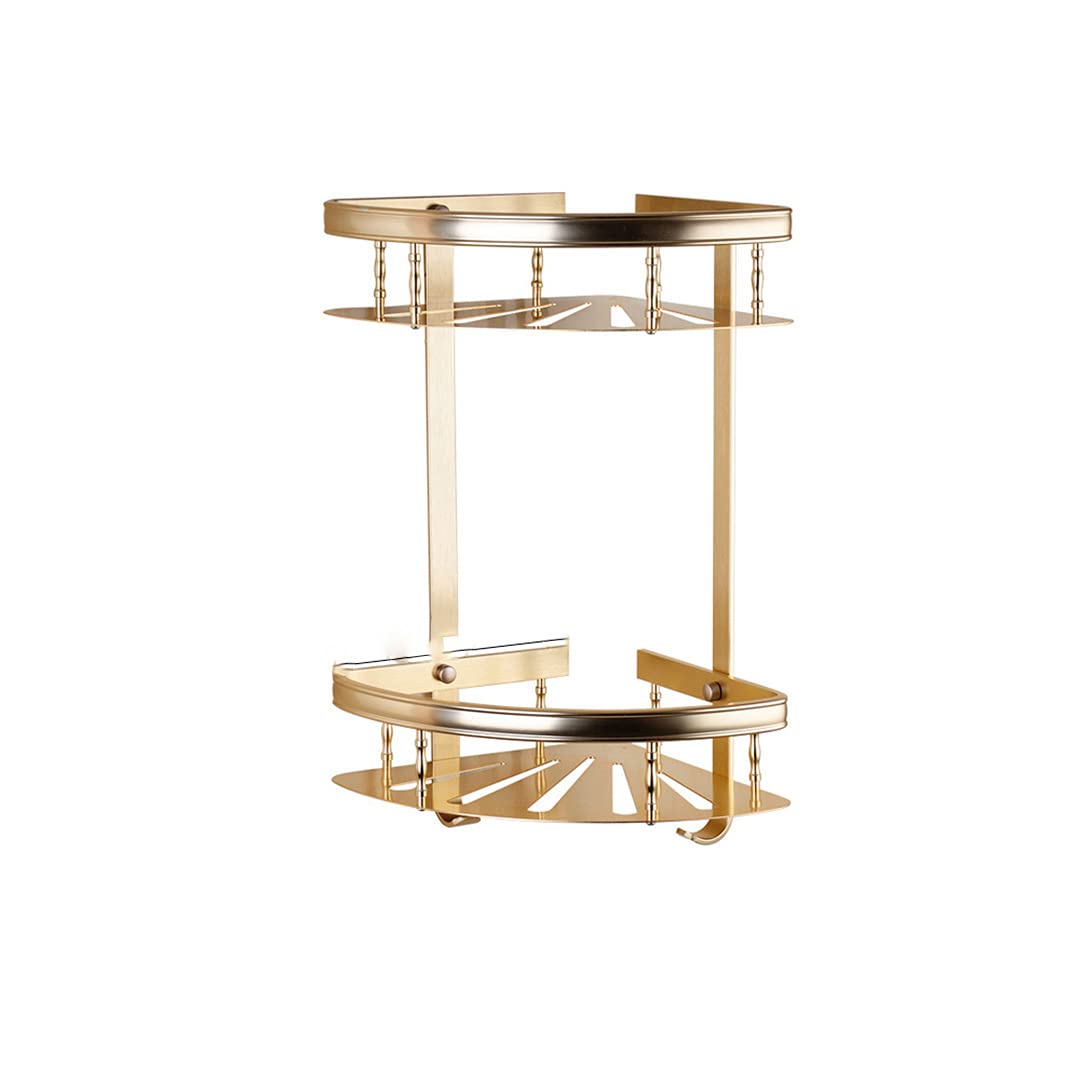 Gold Aluminum Corner Shower Shelf - Bathroom Storage Organizer for Shampoo, Soap & Cosmetics | Rustproof Wall Mounted Toilet Accessory for Home & Spa Use