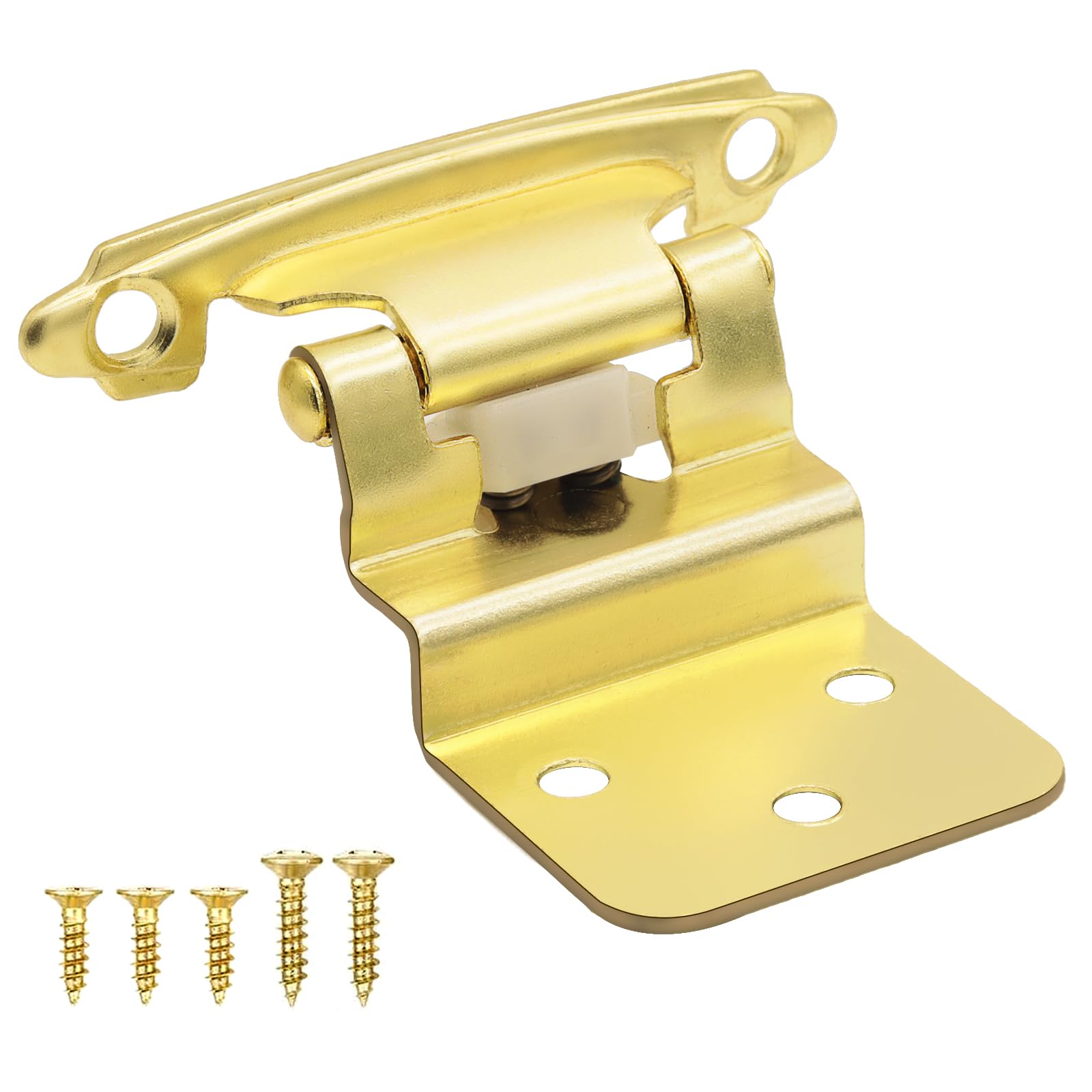 Premium Brass Gold Cabinet Hinges - 6 Pack (3 Pairs) 3/8