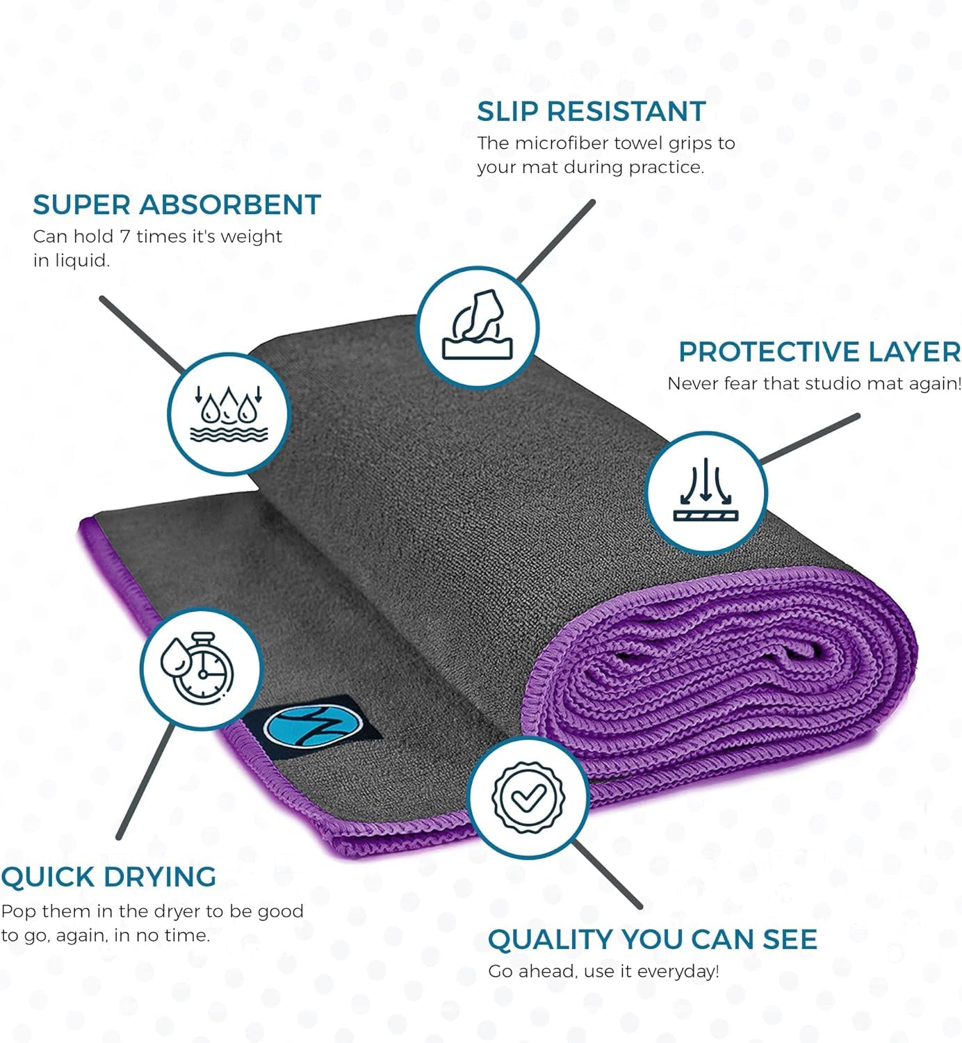 Youphoria Non-Slip Yoga Towel - Premium Microfiber Hot Yoga Mat Towel for Sweat Absorption & Enhanced Grip - Perfect for Bikram, Ashtanga & Home Yoga Practice