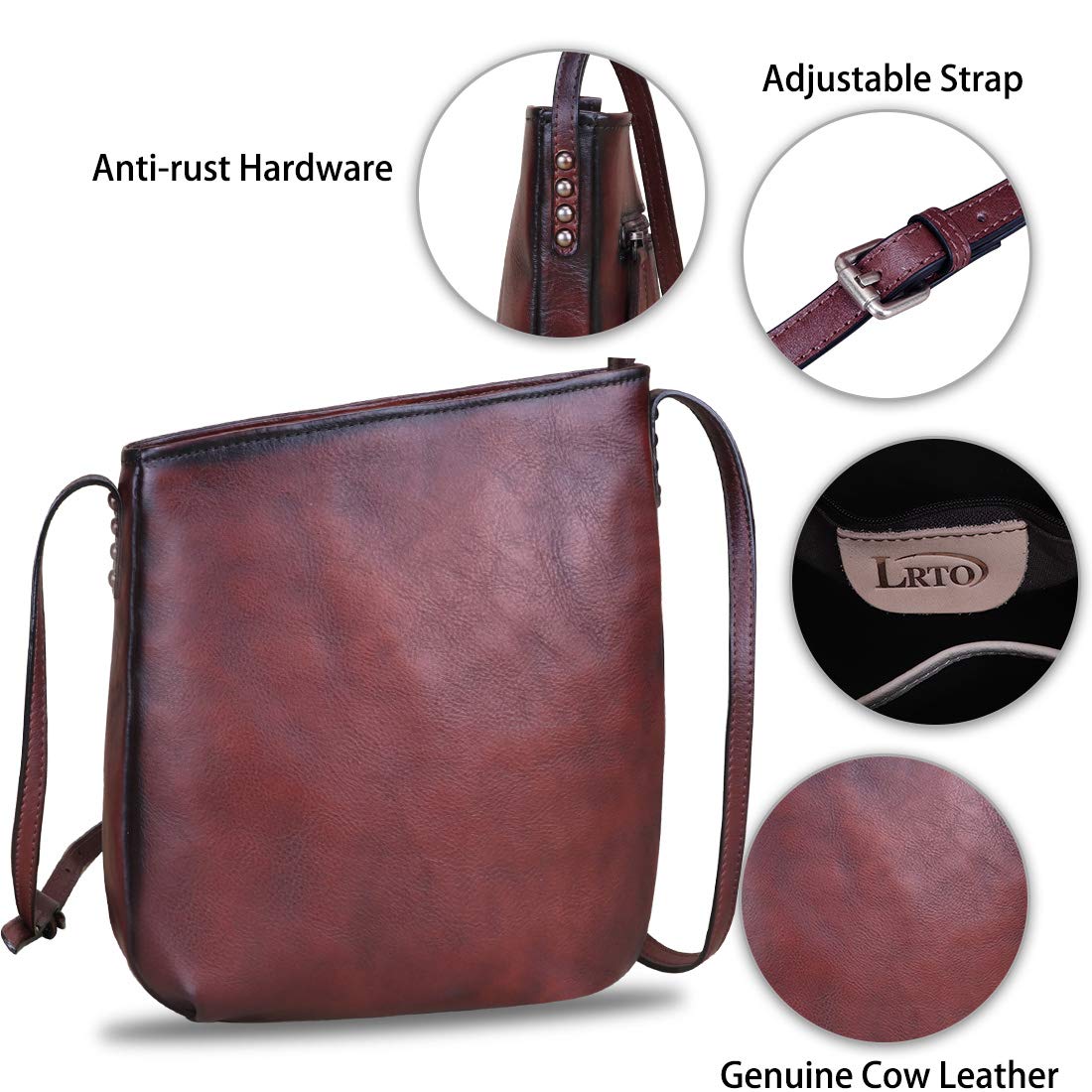 Genuine Leather Crossbody Bags for Women - Retro Satchel Purse Handmade Small Designer Shoulder Bag - Perfect for Work, Travel & Everyday Use