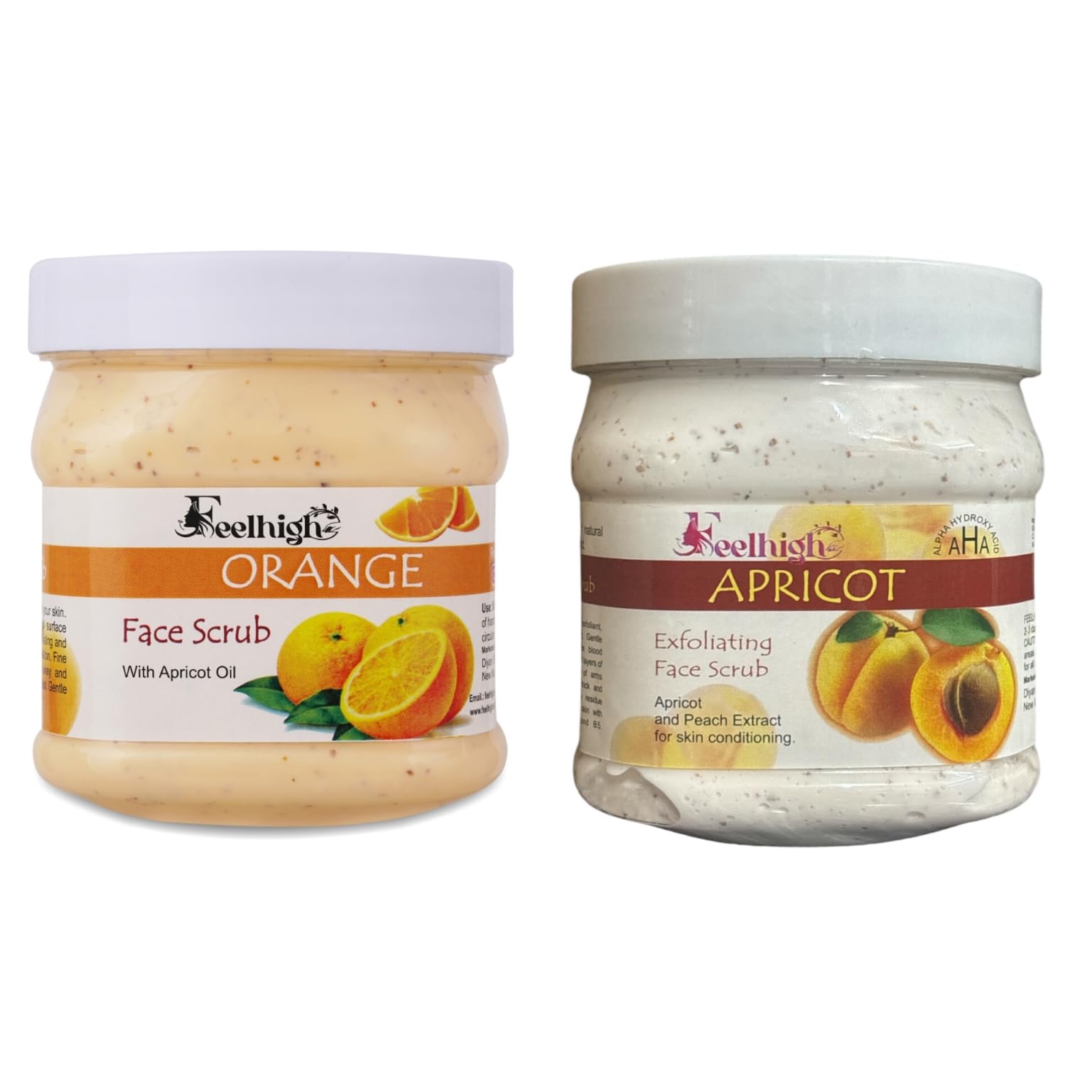 Exfoliating Orange & Apricot Face & Body Scrub with Apricot Oil & Peach Extract - 500ml Duo Pack for Men & Women - Improves Skin Texture & Appearance - Perfect for Daily Skincare Routine & Spa Treatment at Home