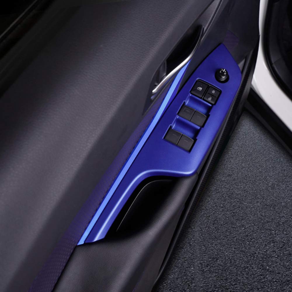 Toyota C-HR Window Switch Panel Cover Trim (2018-2022) - ABS Auto-Folding Mirror Button Accessory Set (4PCS, Pearl Blue) - Perfect for Car Interior Upgrade & Customization - Not Compatible with RHD Models