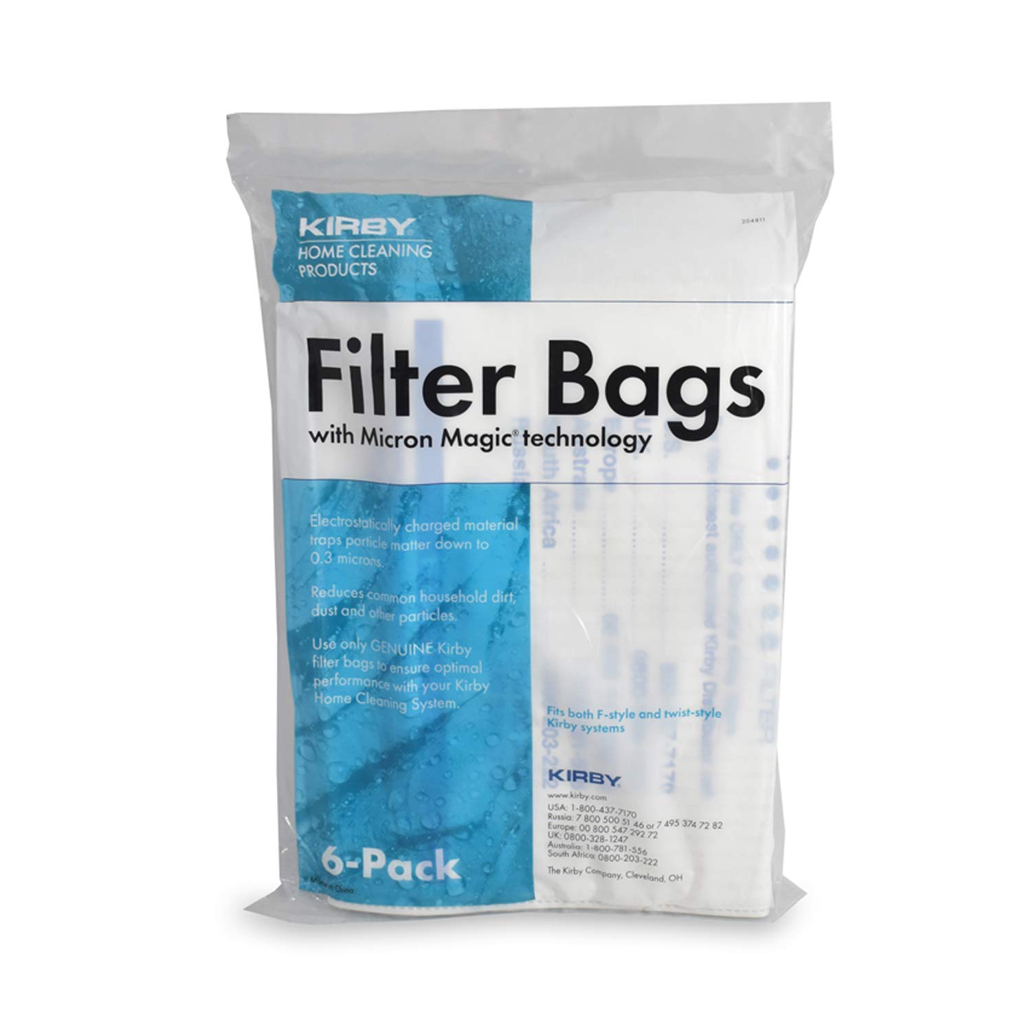 6 Kirby Sentria II F Style HEPA Cloth Vacuum Cleaner Bags - 1 Micron Filtration for Dust & Allergens - Perfect for Pet Hair, Home Cleaning & Allergy Relief