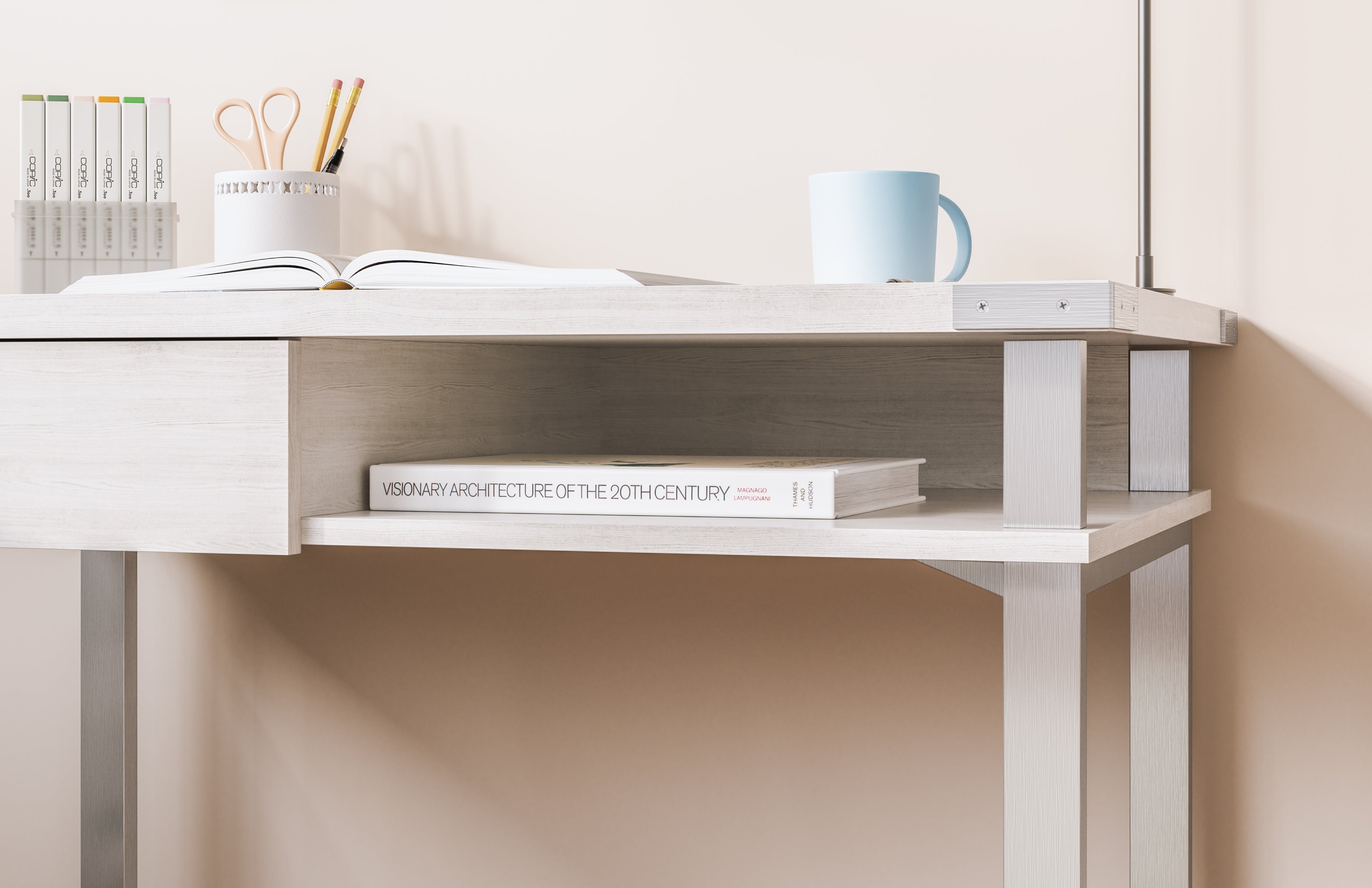 Safco Mirella SOHO Desk with Drawer - Modern Home Office Desk with Storage for Small Spaces, Perfect for Remote Work & Study (Model 5512)