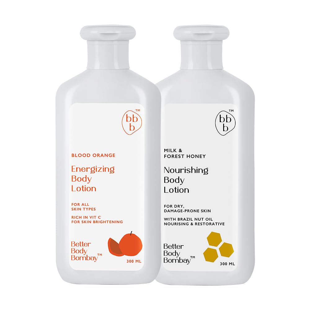 BBB Better Body Bombay Milk & Forest Honey Nourishing Body Lotion for Normal to Dry Skin - Hydrating & Moisturizing Daily Care - Pack of 2 (Perfect for Home, Office & Travel Use)