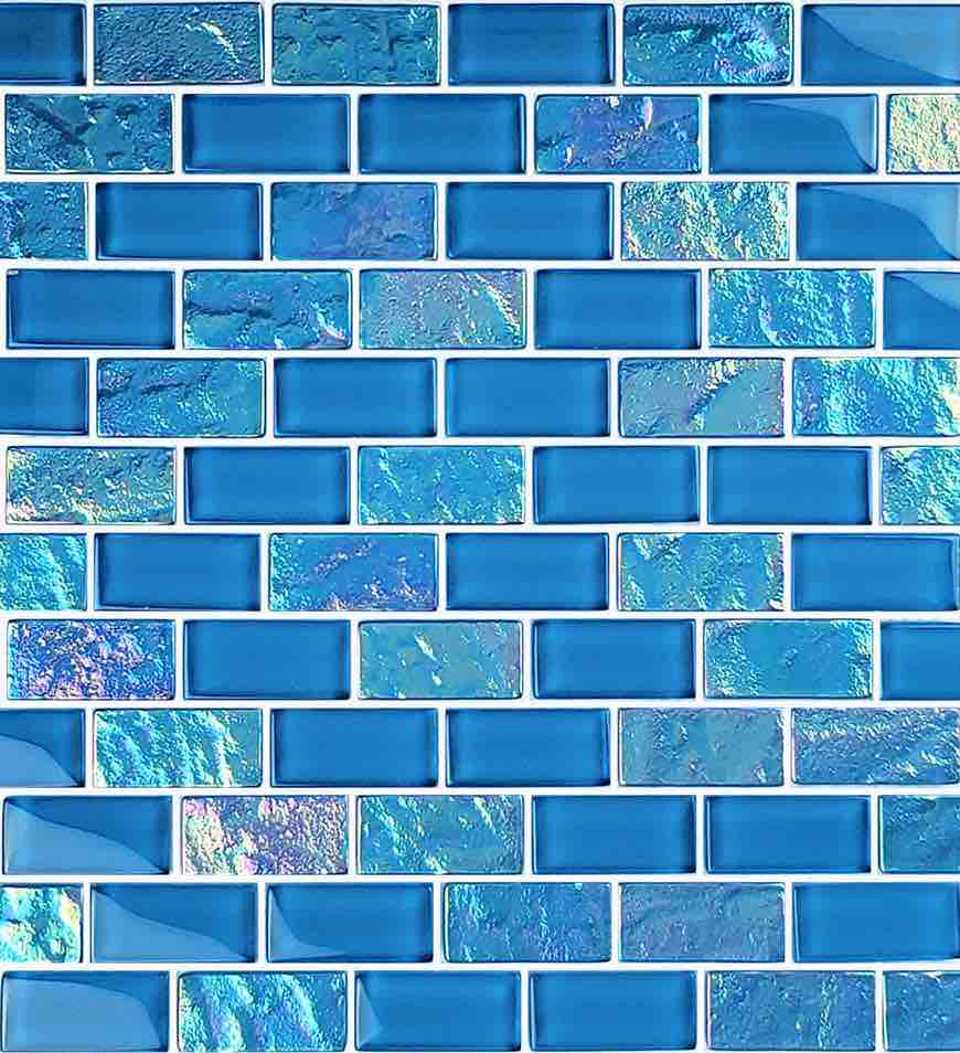 Sheen Blue Glass Mosaic Tile 1x2 - Perfect for Kitchen Backsplash, Bathroom Walls & Pool Designs