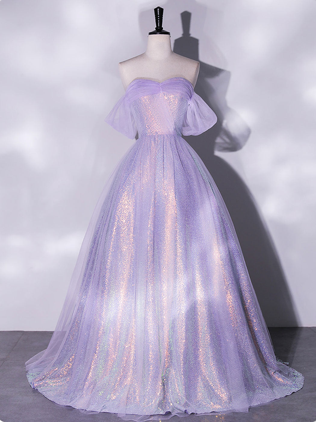Elegant Purple A-Line Tulle Sequin Long Prom Dress for Women - Sparkling Formal Evening Gown for Homecoming, Ball, and Special Occasions