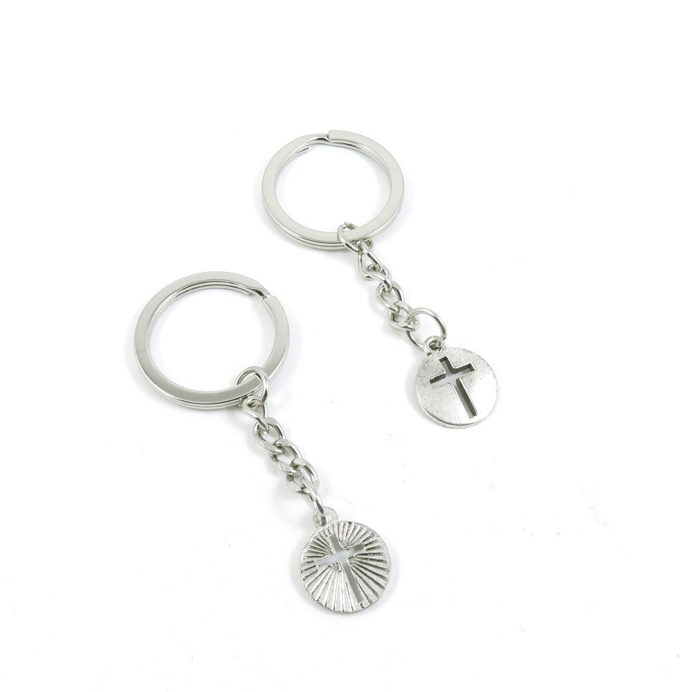 Antique Silver Tone Jesus Cross Keychain - Bulk Wholesale Key Ring Tags for Car Keys, House Keys & Gift Giving (Pack of 12) - Perfect for Religious Gifts, Key Organization & Everyday Carry
