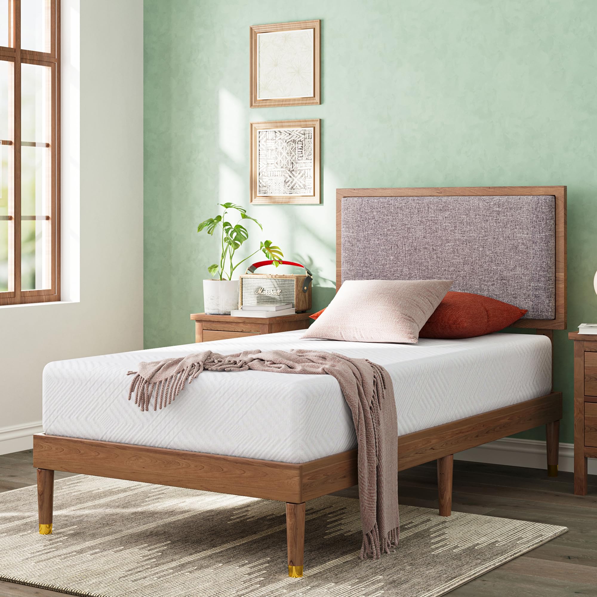 6 Inch Green Tea Memory Foam Twin Mattress - CertiPUR-US Certified, Fiberglass & Chemical Free - Cooling Gel Layer, Medium Firm Support - 75