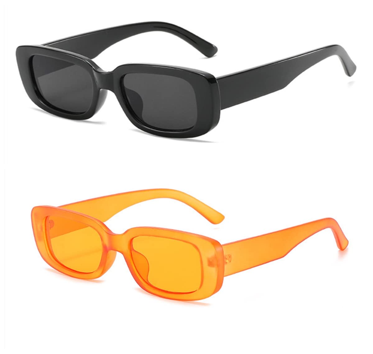 IKANOO Retro Rectangle Sunglasses for Women & Men - Small Square Frame Y2K 90s Vintage Style Black Sunglasses - Perfect for Beach, Driving, and Fashion Outfits