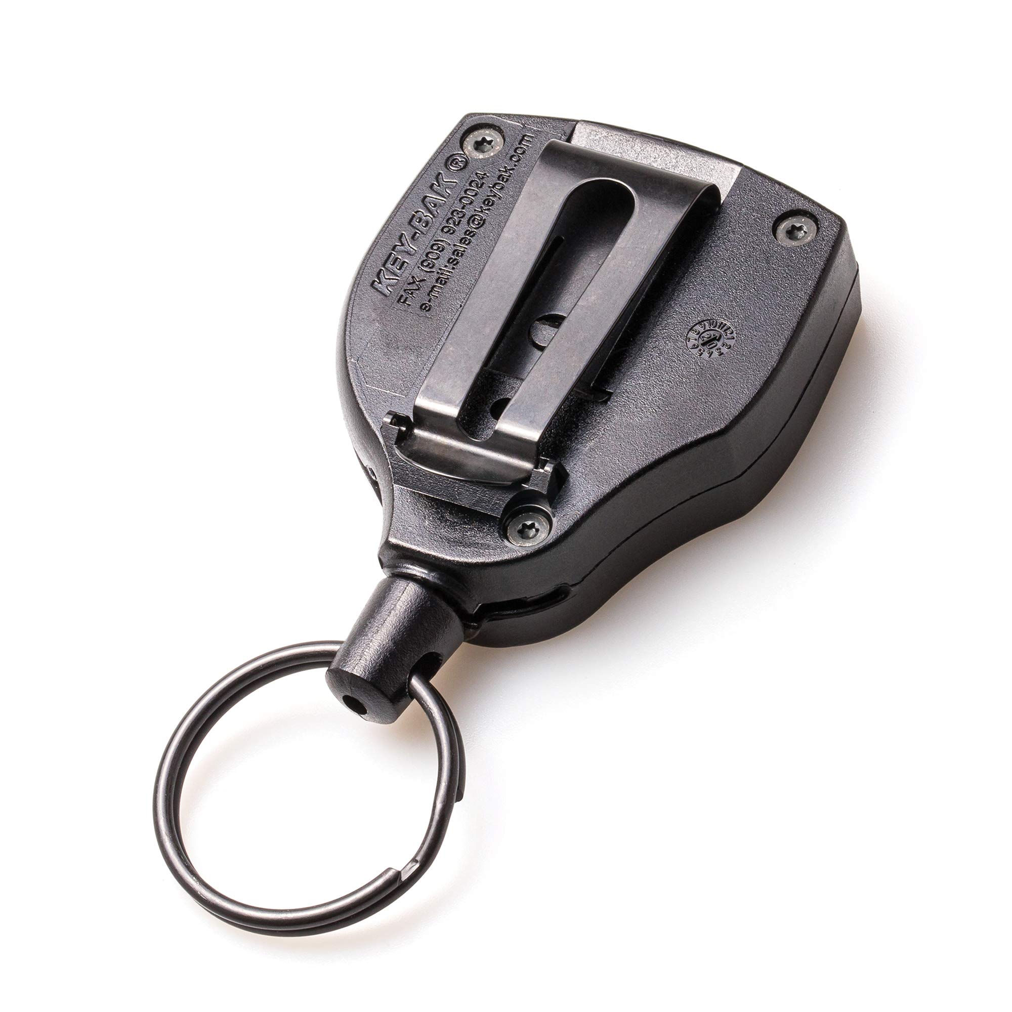 Key-Bak Super48 HD 8oz Retractable Key Holder with 48-Inch Cord - Black Polycarbonate Case, Steel Belt Clip & Oversized Split Ring - Secure Key Organizer for Home, Office, Construction & Outdoor Activities