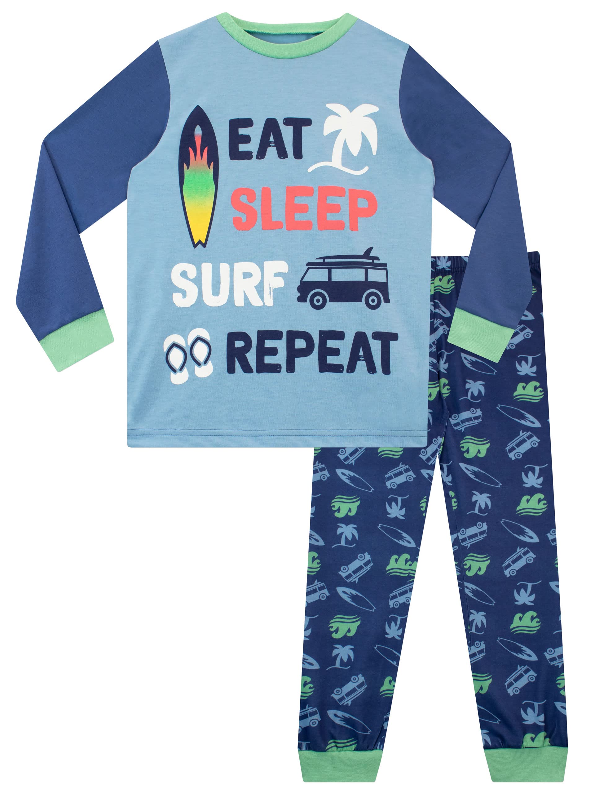 Boys Surfer Pajamas Set - Soft Cotton Sleepwear for Kids - Perfect for Bedtime, Lounging & Sleepovers