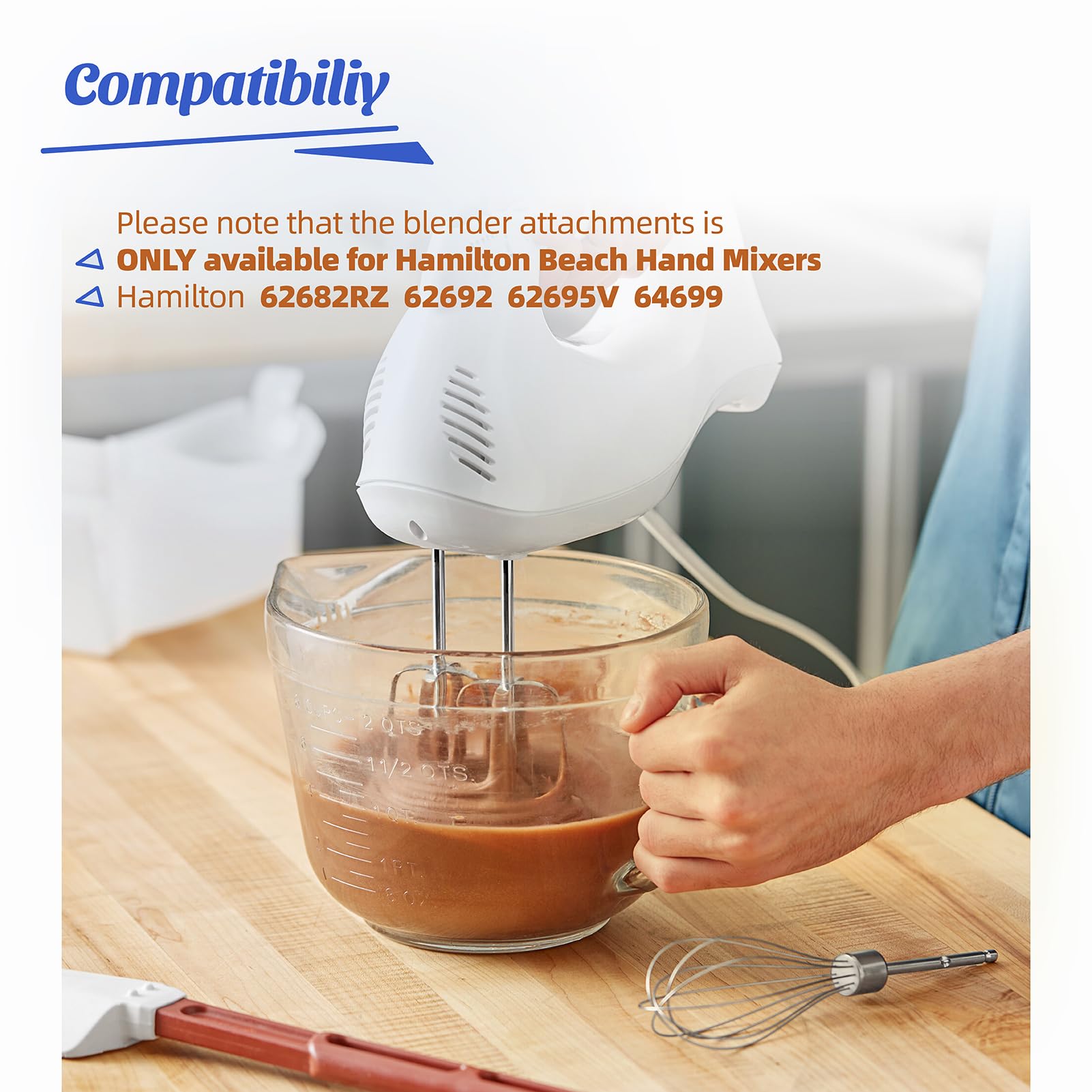 Hamilton Beach Hand Mixer Beater Attachments - Compatible with Models 62682RZ, 62692, 64699 & 62695V | Replacement Mixer Parts for Baking, Whipping & Mixing | Perfect for Cakes, Cookies & Desserts