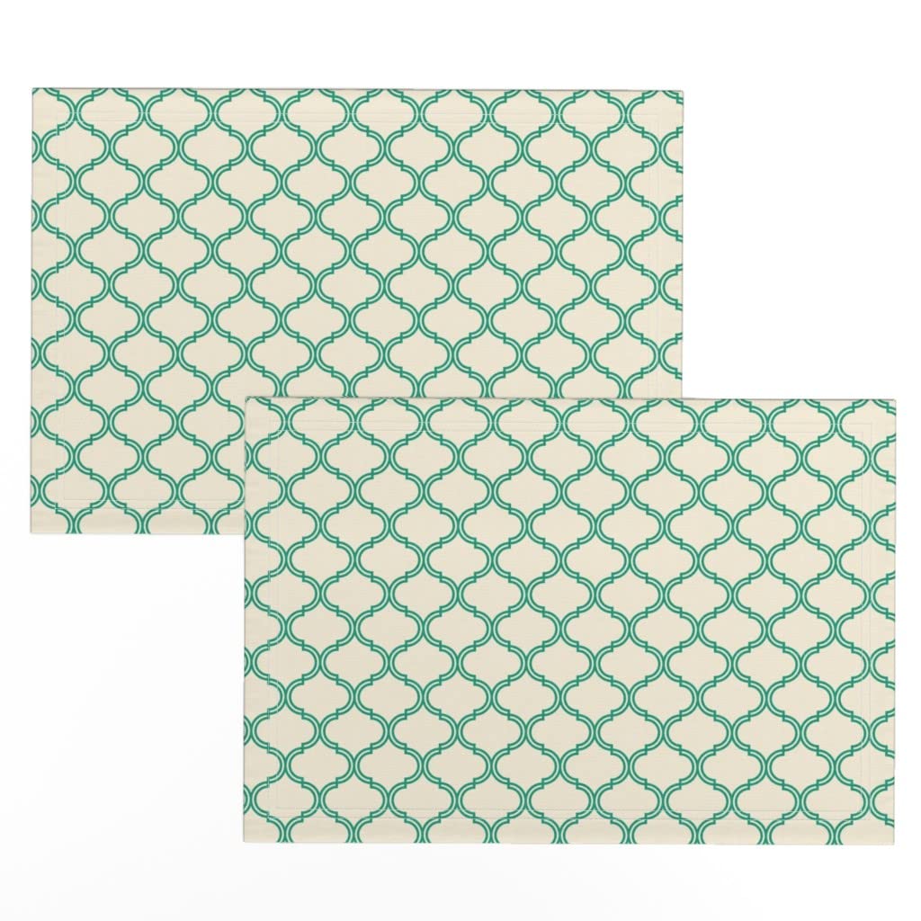Spoonflower Linen Cotton Canvas Placemats Set of 2 - Floral Romantic Damask Print in Pastel Colors | Elegant Table Setting for Dining Room, Kitchen, and Party Decor