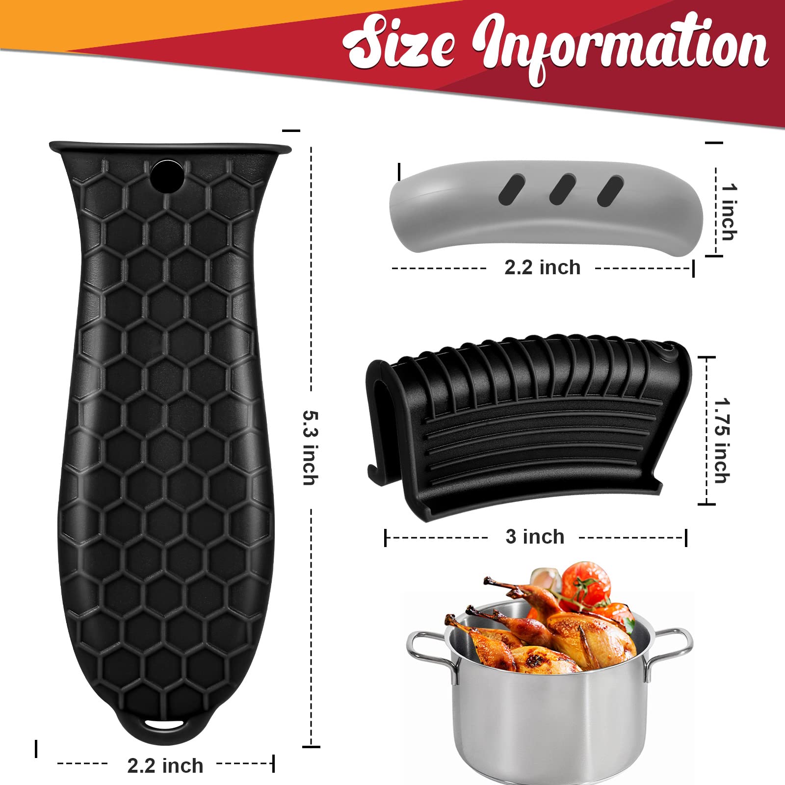 10pcs Heat-Resistant Silicone Handle Covers for Cast Iron Skillets, Frying Pans & Griddles - Durable Kitchen Pot Holders for Safe Cooking & Grilling - Perfect for Stovetop, Oven & Outdoor BBQ Use