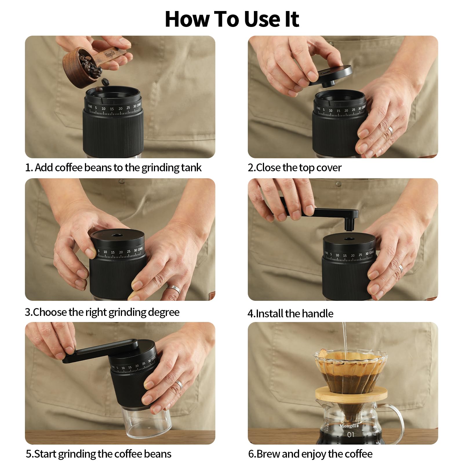 Premium Manual Coffee Grinder - 35 Adjustable Settings, Conical Burr Mill for Espresso, French Press & Cold Brew | Portable Hand Crank Coffee Bean Grinder for Home, Camping & Travel | Durable & Compact Black Design