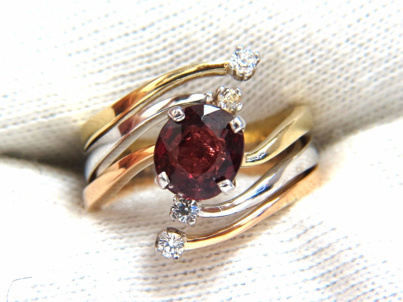 2.00ct Natural Blood Red Orange Spinel Diamond Bypass Ring in 14kt White Gold - Elegant Engagement, Wedding, or Anniversary Gift for Women