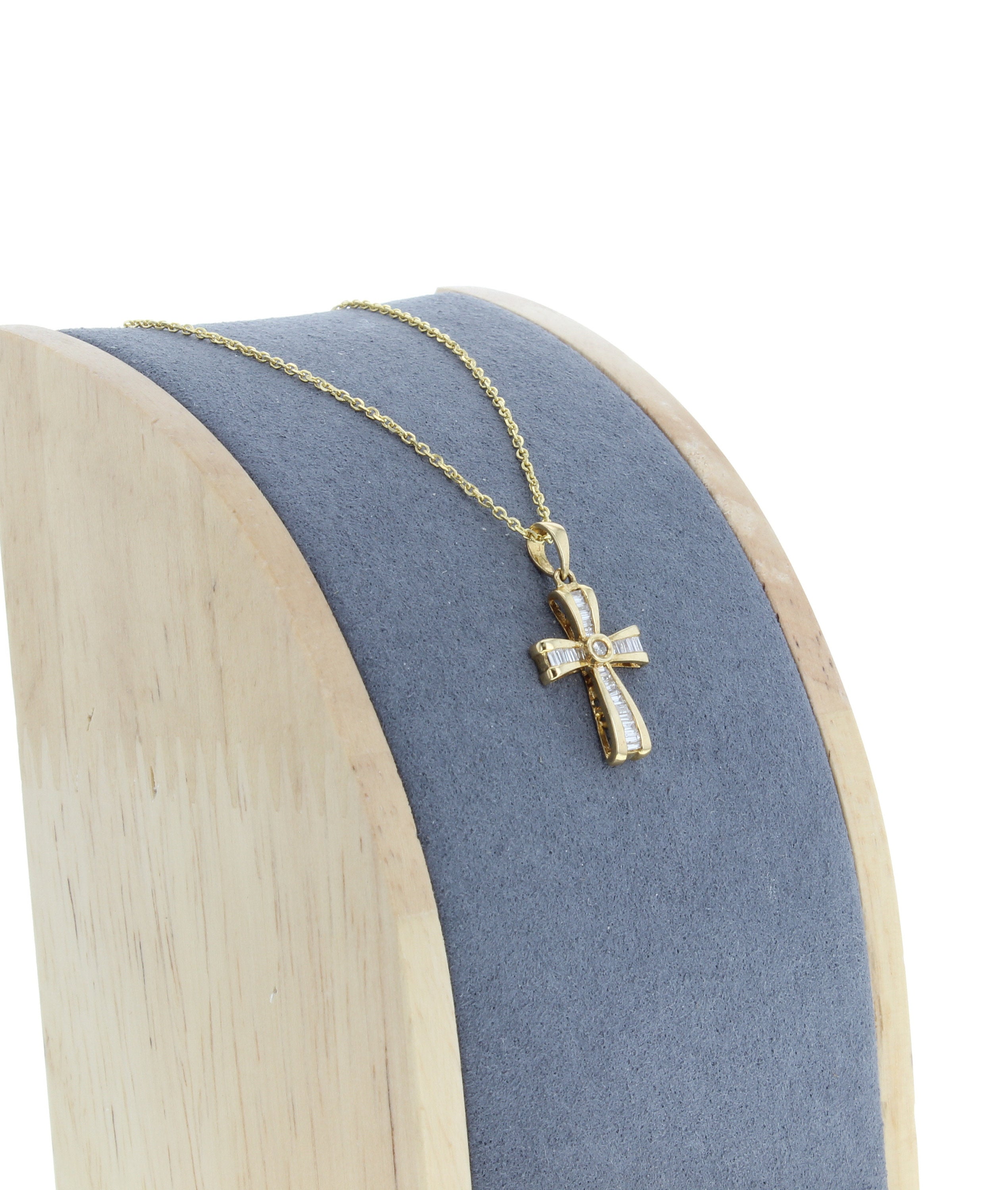 Small Baguette Diamond Cross Necklace - Elegant 14K Gold Pendant for Women | Perfect for Everyday Wear, Gifts & Special Occasions