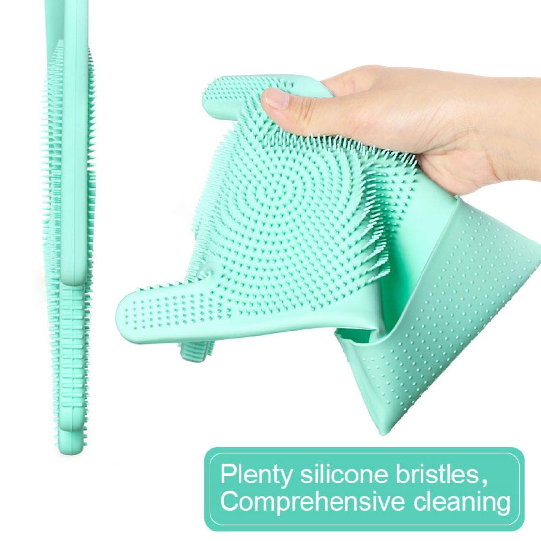 Heat Resistant Reusable Silicone Cleaning Gloves with Scrubber - Dish Washing, Car Cleaning, Pet Hair Removal - 1 Pair Multicolor (Perfect for Kitchen, Bathroom & Outdoor Use)