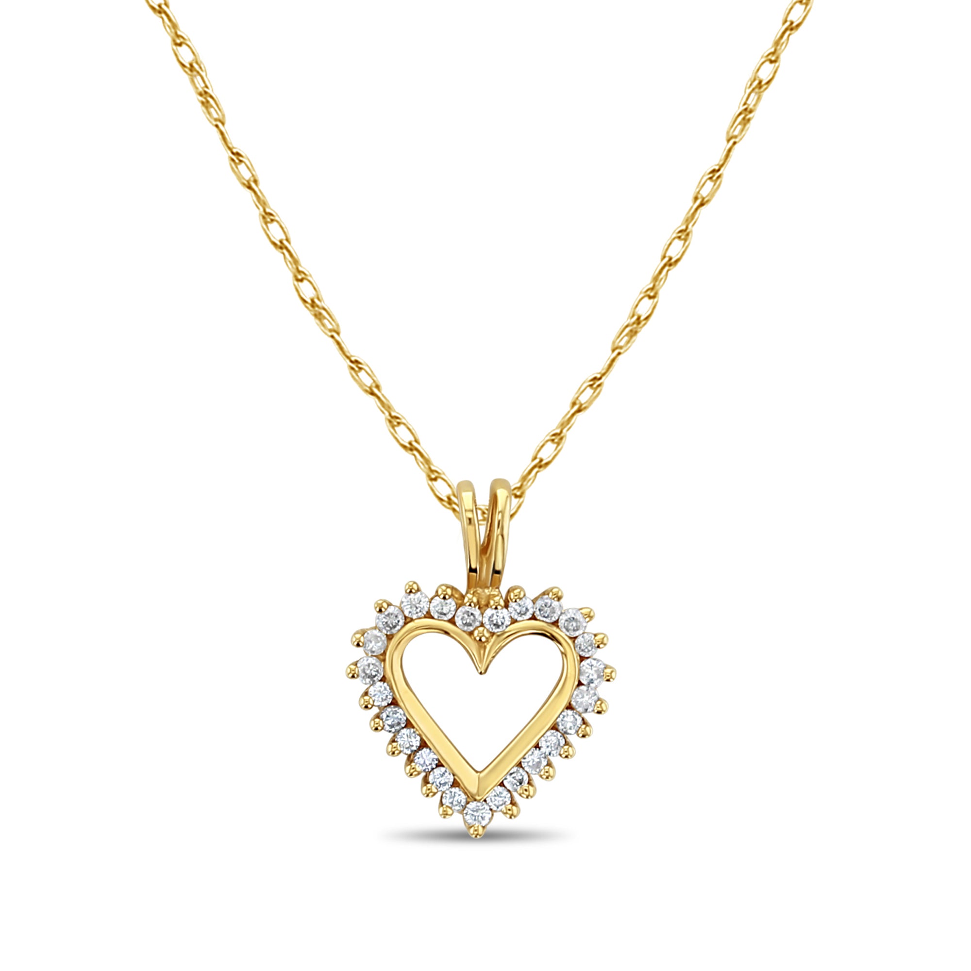0.50 Carat Diamond Heart Pendant Necklace - 14K Yellow Gold Cutout Design for Women - Perfect for Valentine's Day, Anniversary & Romantic Gifts