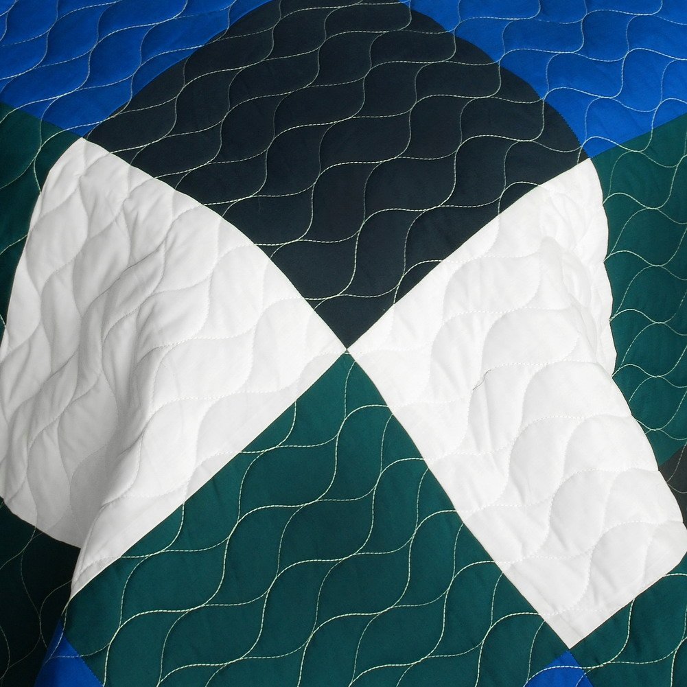 Vermicelli-Quilted Patchwork Geometric Quilt Set Full/Queen Size - Soft & Stylish Bedding for Modern Bedrooms, Guest Rooms, and Cozy Home Decor