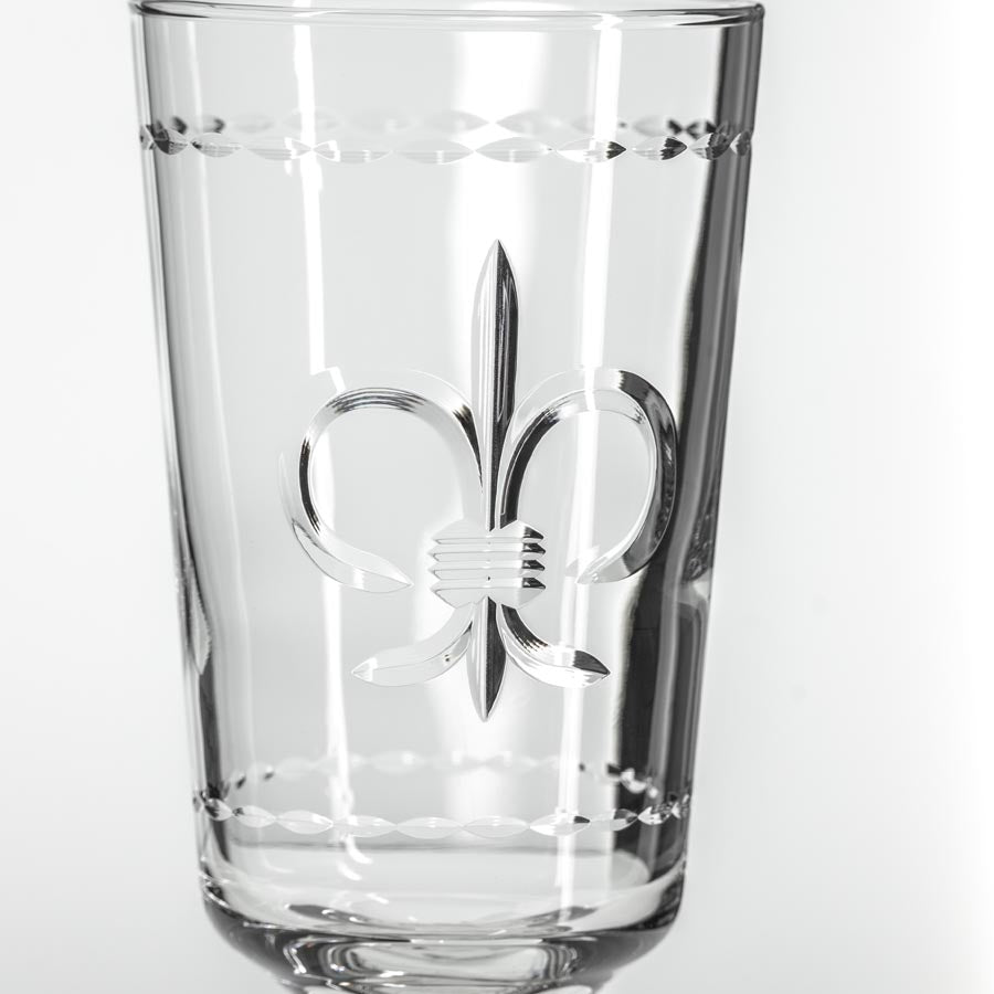Premium Fleur De Lis 10oz Footed Highball Glasses - Set of 4 Elegant Barware for Cocktails, Whiskey, and Iced Drinks - Perfect for Home Bars, Parties, and Entertaining