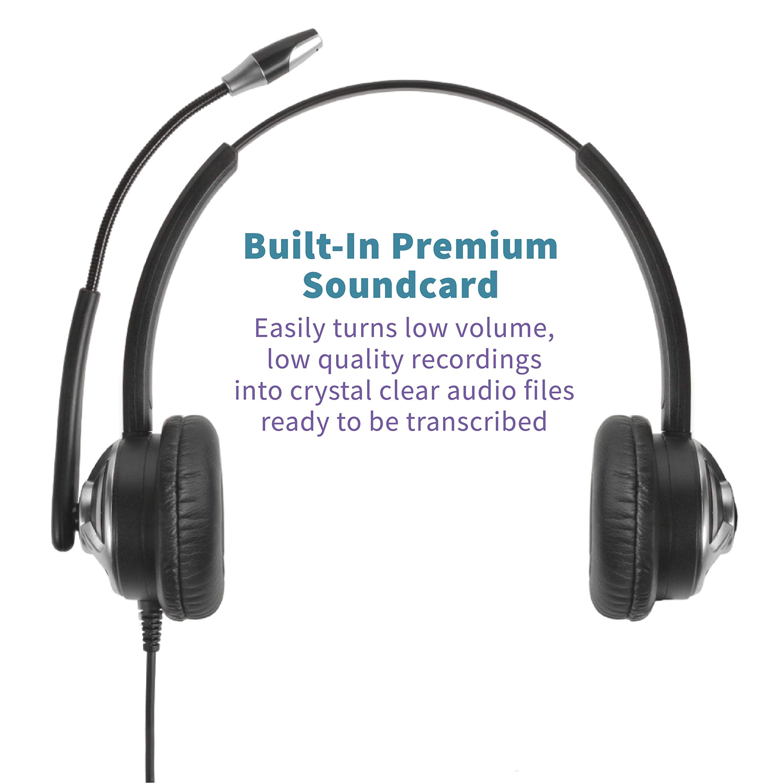 ECS WordCommander USB Voice Recognition Headset - Dual Ear Noise-Cancelling Boom Mic with Premium In-Line Sound Card & Pro-Flex Wire - Ideal for Voice-to-Text, Gaming, Call Centers & Online Meetings - Superior Audio Quality & Comfortable Fit for PC, Mac & Office Use