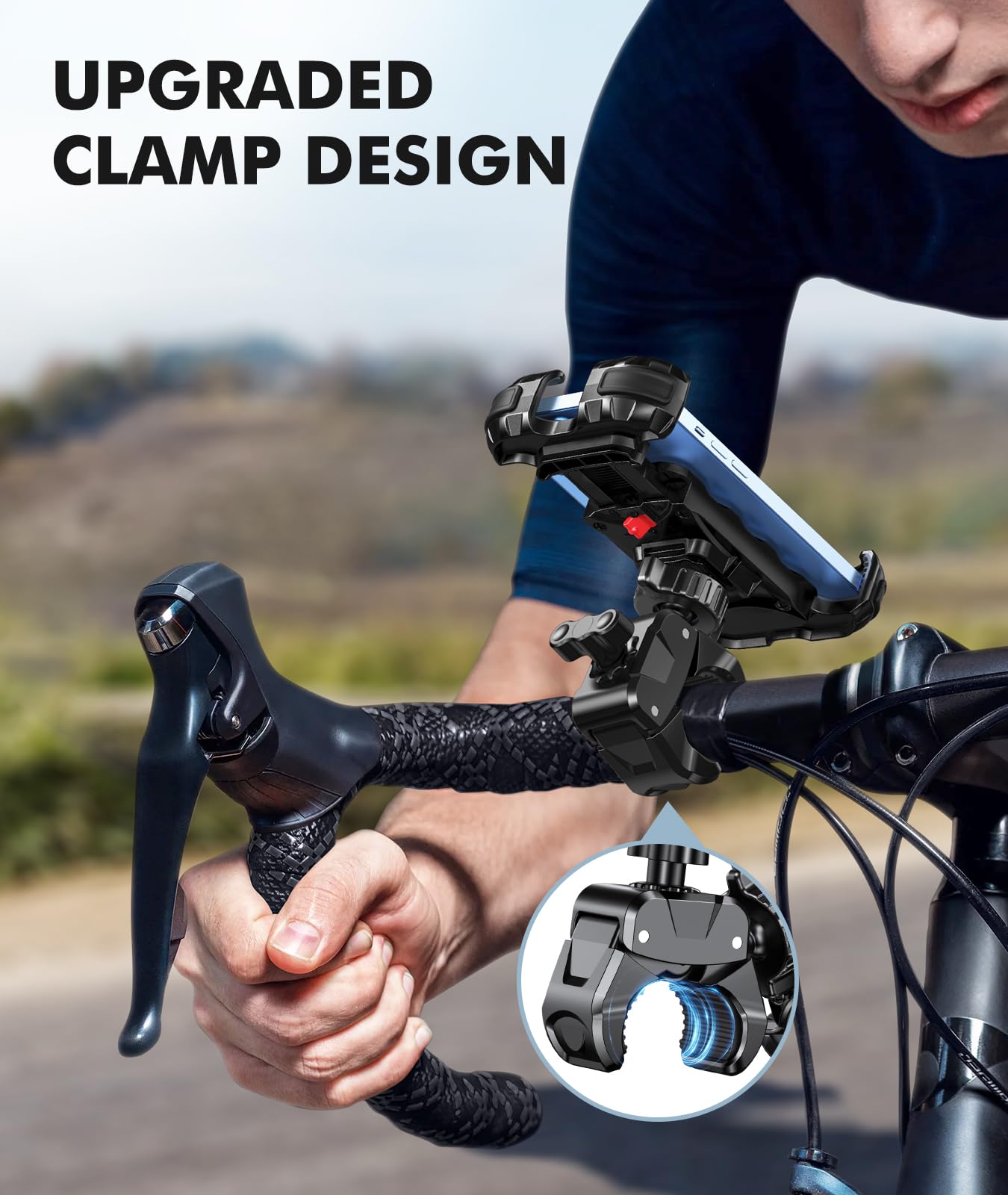 WOCBUY Bike Phone Mount - 1 Second Lock & Secure Motorcycle Phone Holder | 360° Rotatable Handlebar Mount for iPhone & Samsung (4.7-6.8